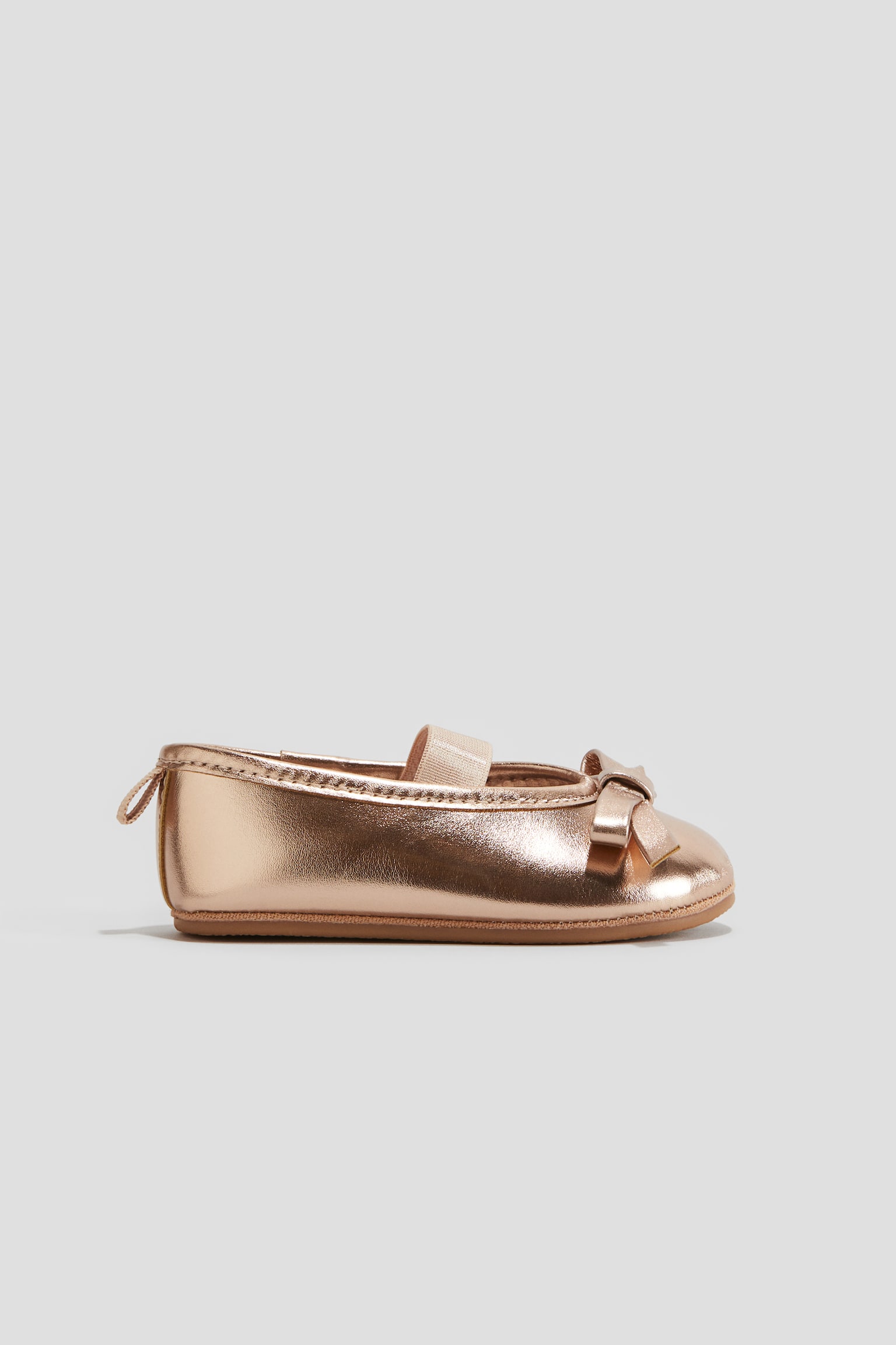 Bow Detail Ballet Flats - Metallic pink - 1