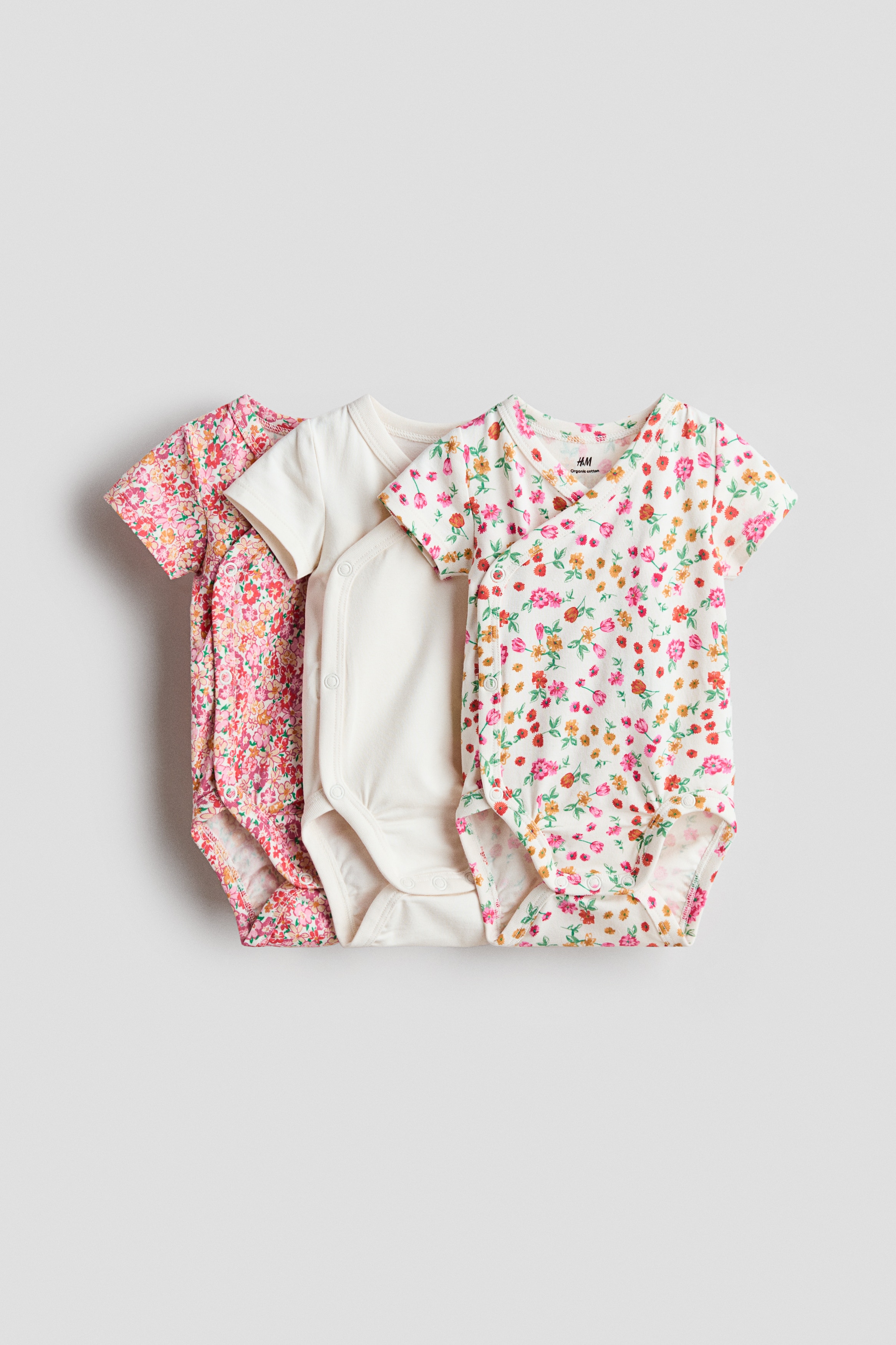 ラップボディスーツ 3枚セット - ピンク／フローラル - Kids | H&M JP