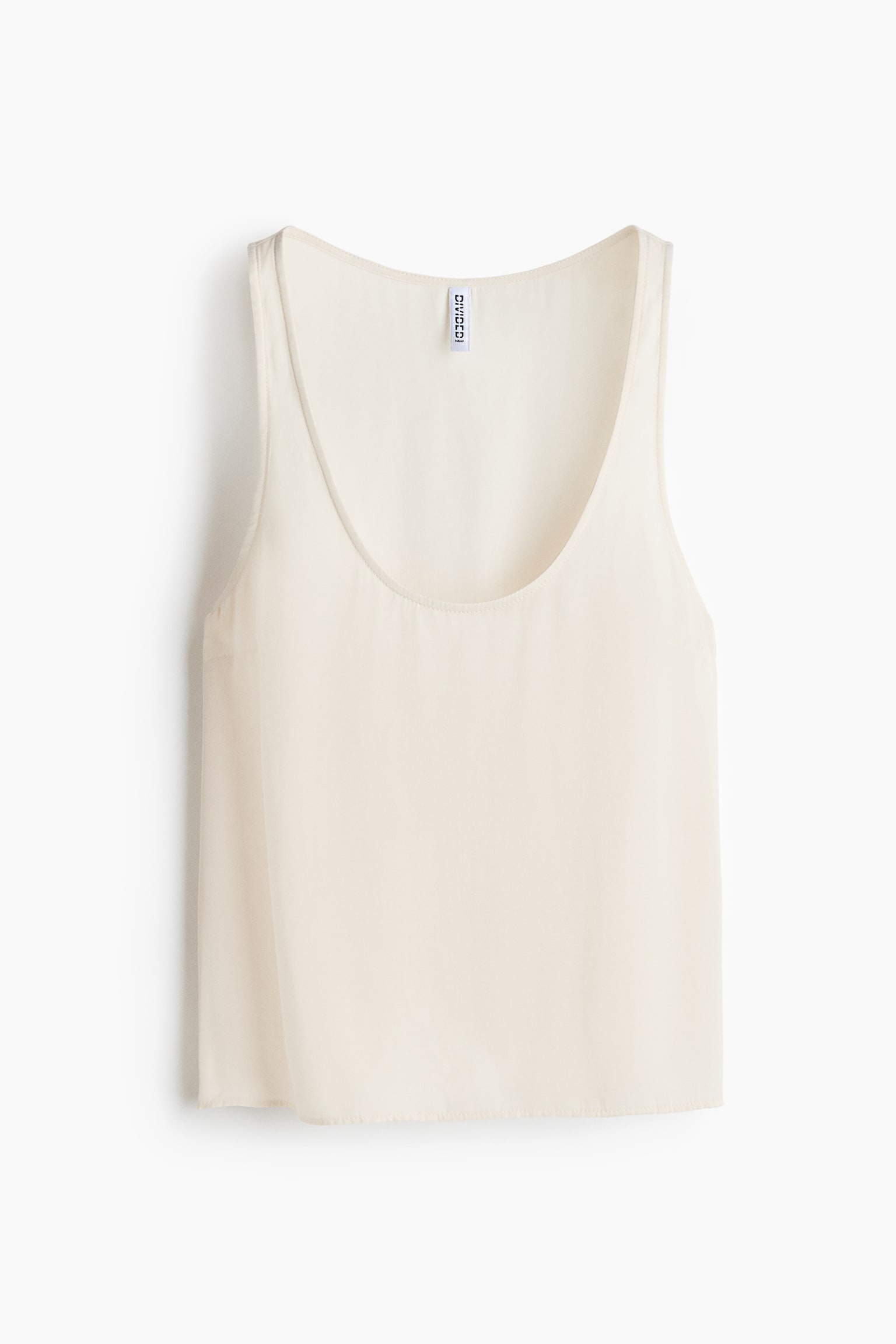 Женский шифоновый топ H&M с круглым вырезом, цвет: Кремовый — фото 1