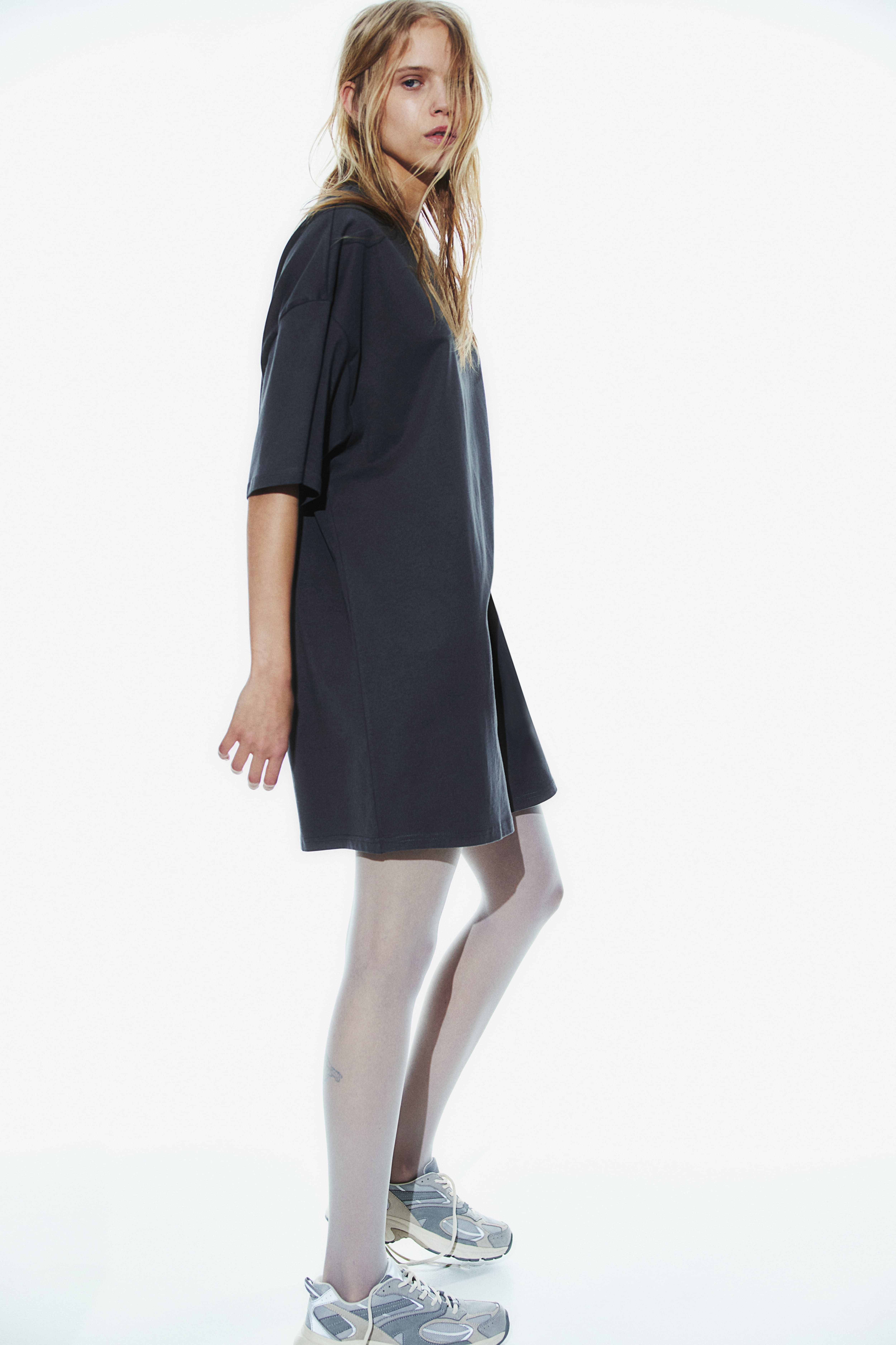 Oversized T shirt Dress Dark gray Ladies H M US