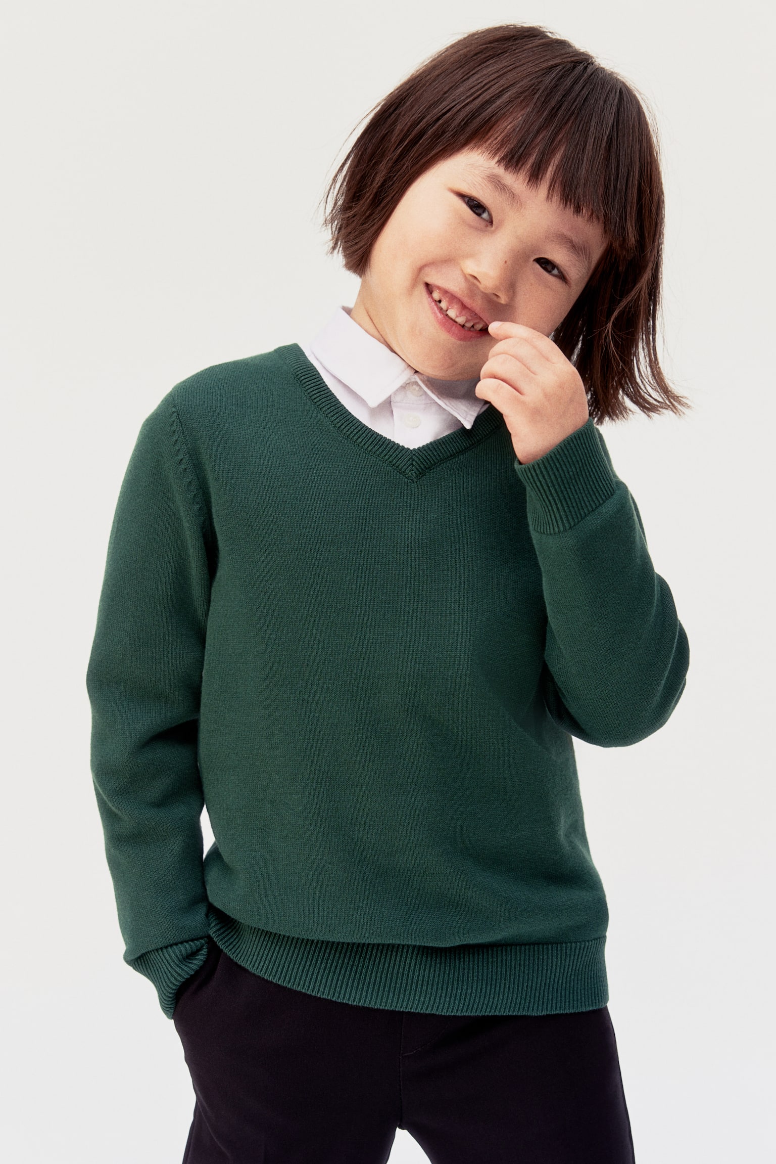 Knitted school jumper - Dark green/Red/Dark grey/Navy blue - 1