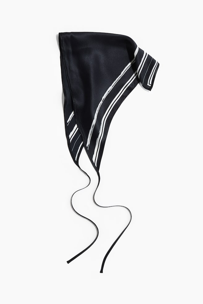 Lenço de cabeça em seda - Preto/Branco - 1