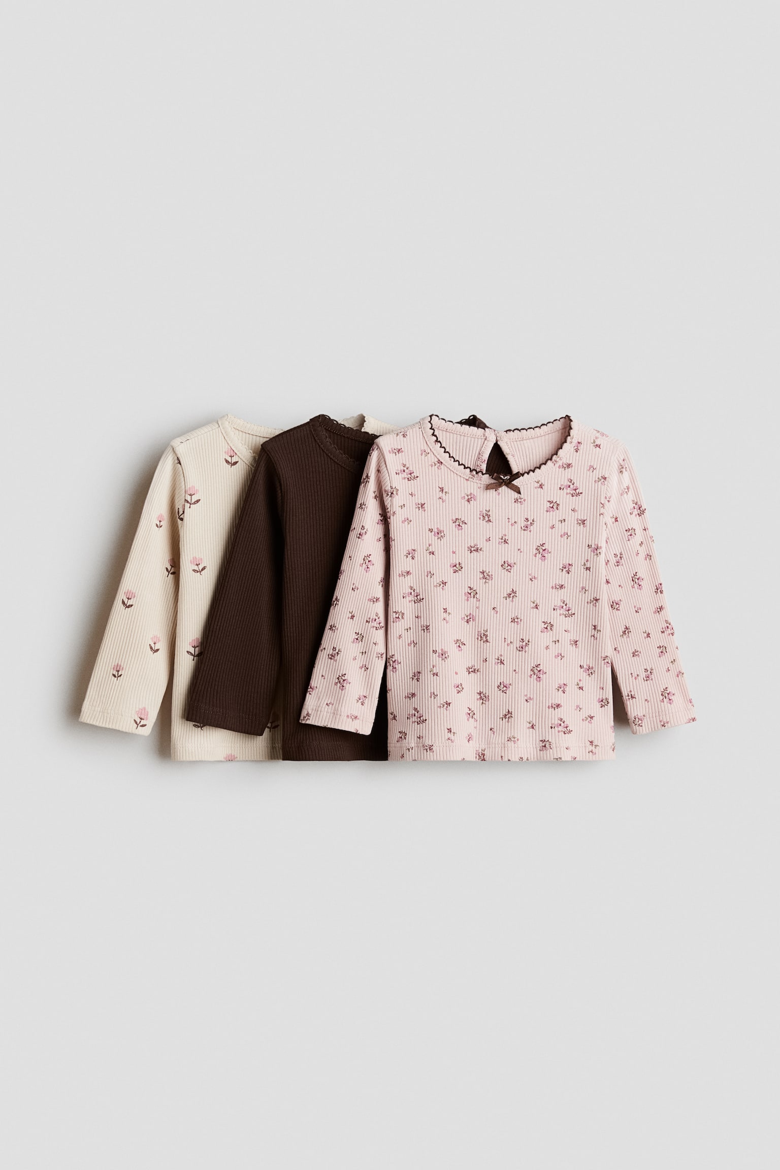 3-pack cotton tops - Pink/Floral/Light pink/Dark red/White/Cherries/Light beige/Cherries
