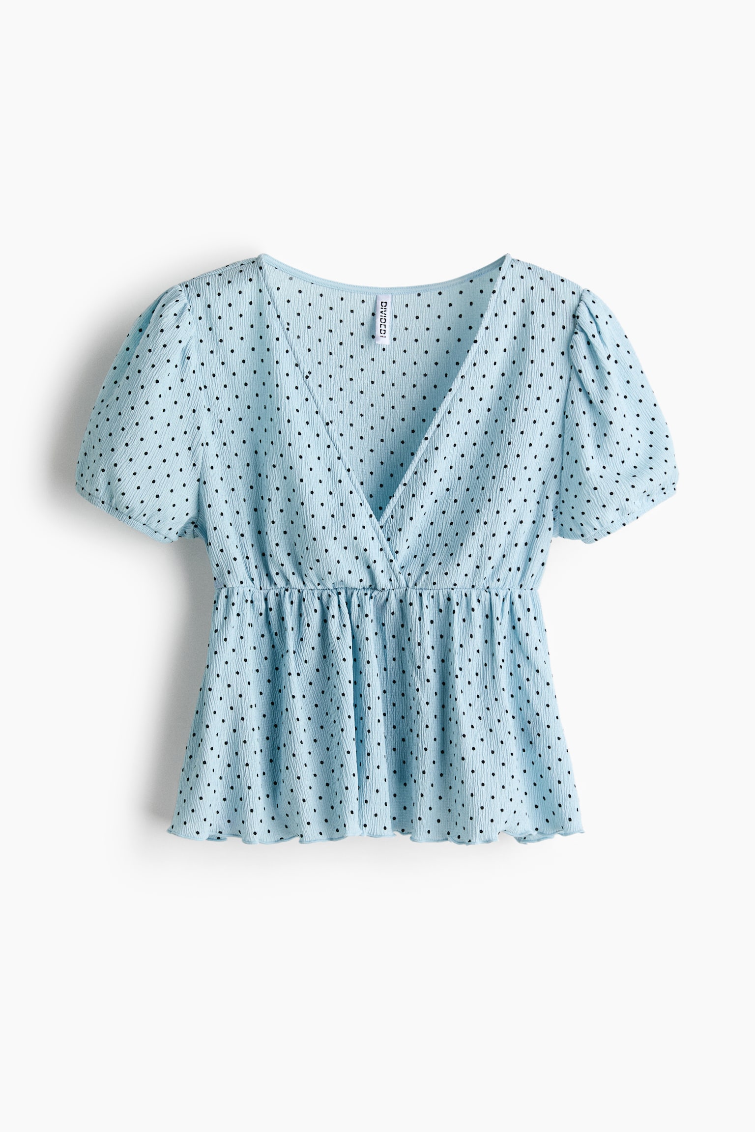 Женский топ H&M Crinkled Jersey Top, цвет: Светлый синий — фото 1