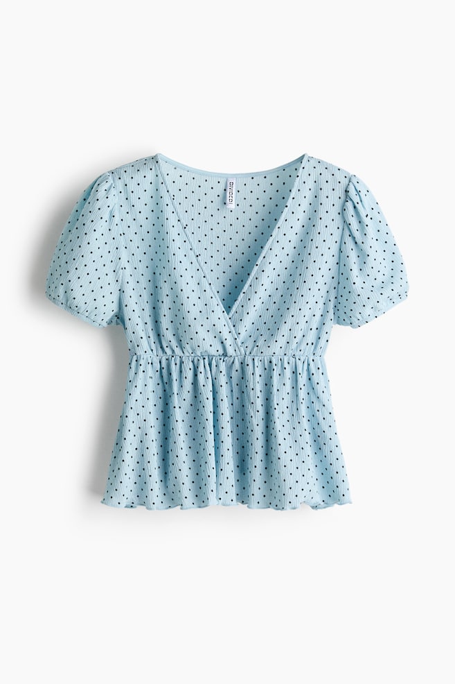 Crinkled Jersey Top - Light blue/dotted - 1