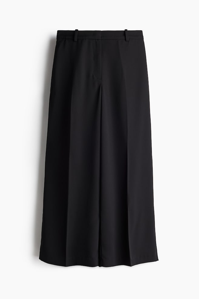 Wide twill trousers - Black - 1
