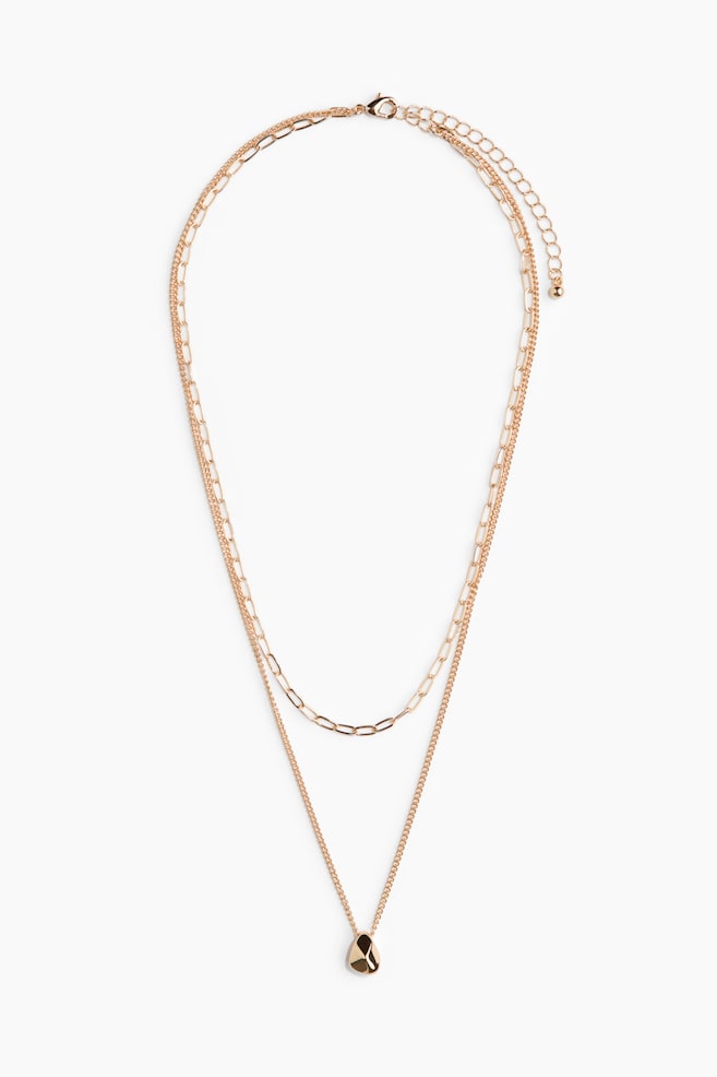 Double-Strand Pendant Necklace - Gold-colored - 1
