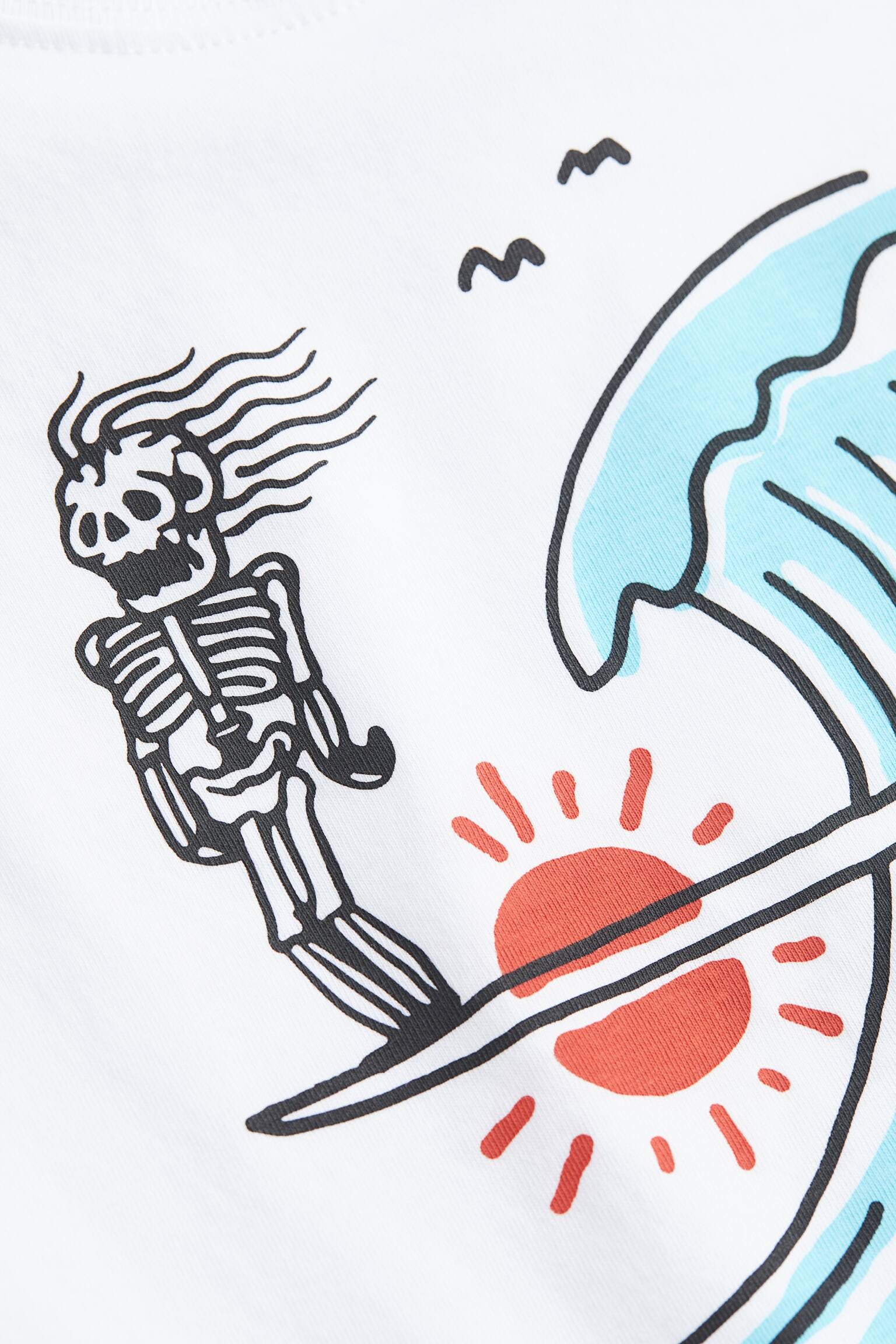 Printed cotton T-shirt - White/Surfer skeleton/Black/Halloween/White/Halloween/Light green/Surf Life/Dark brown/Skull - 2