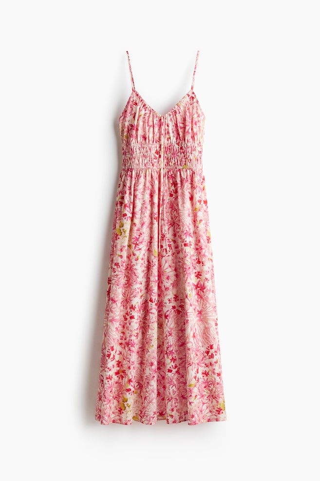 Cotton strappy dress - Cream/Pink floral - 1