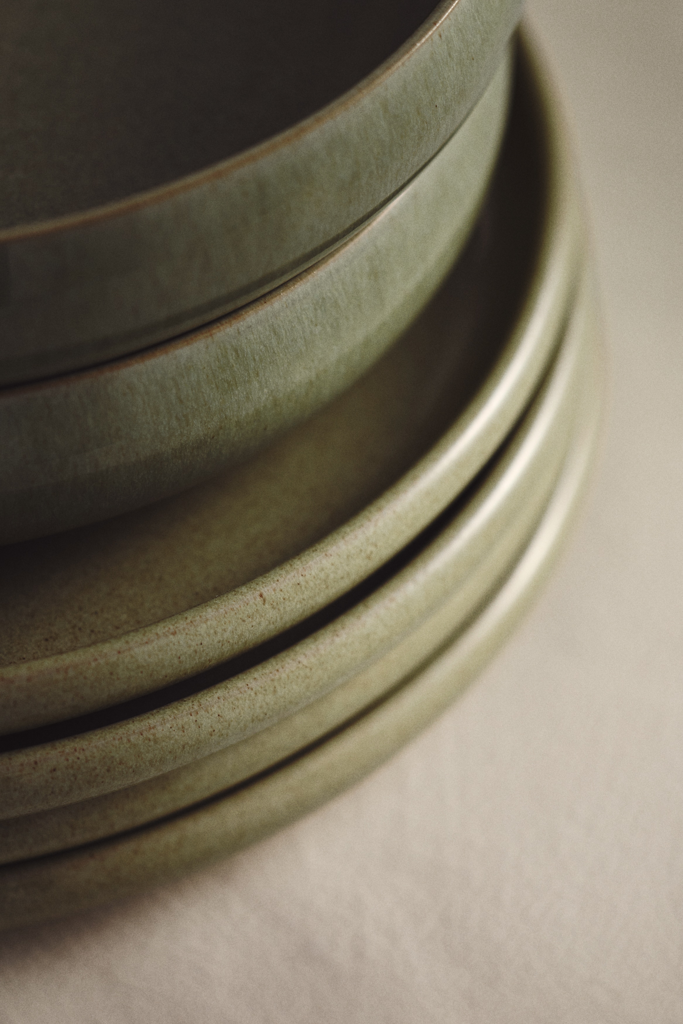 2-pack stoneware dinner plates - Green/White