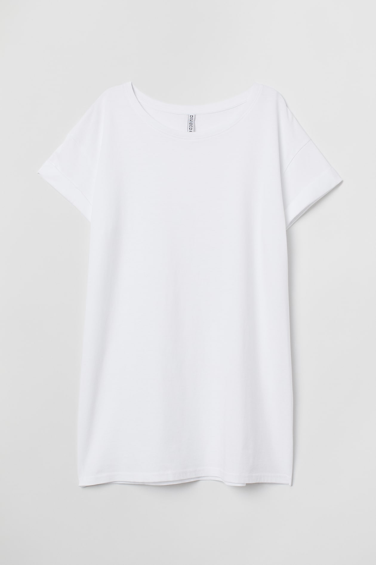 Long T-shirt - Round Neck - Short sleeve - White - Ladies | H&M US