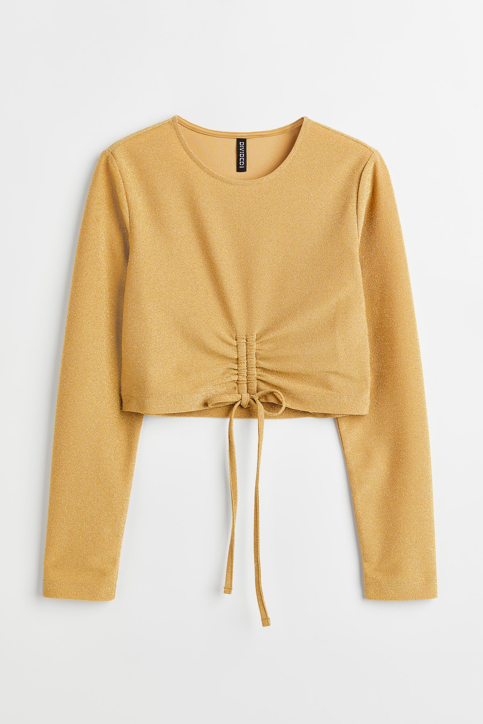 Drawstring-detail jersey top - Gold-coloured - 1