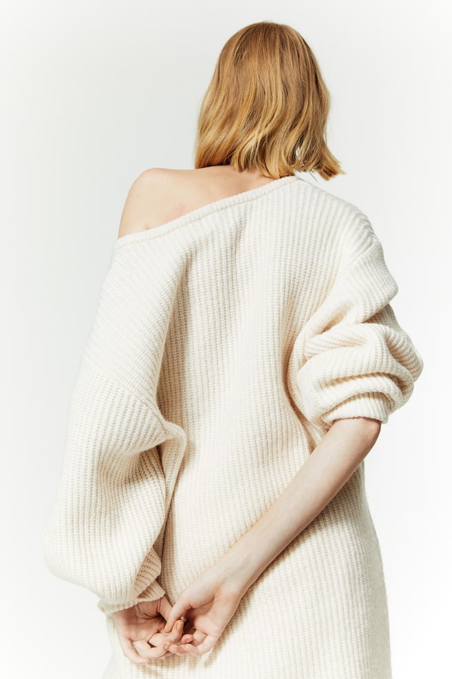 Rib-knit dress - Natural white - 6