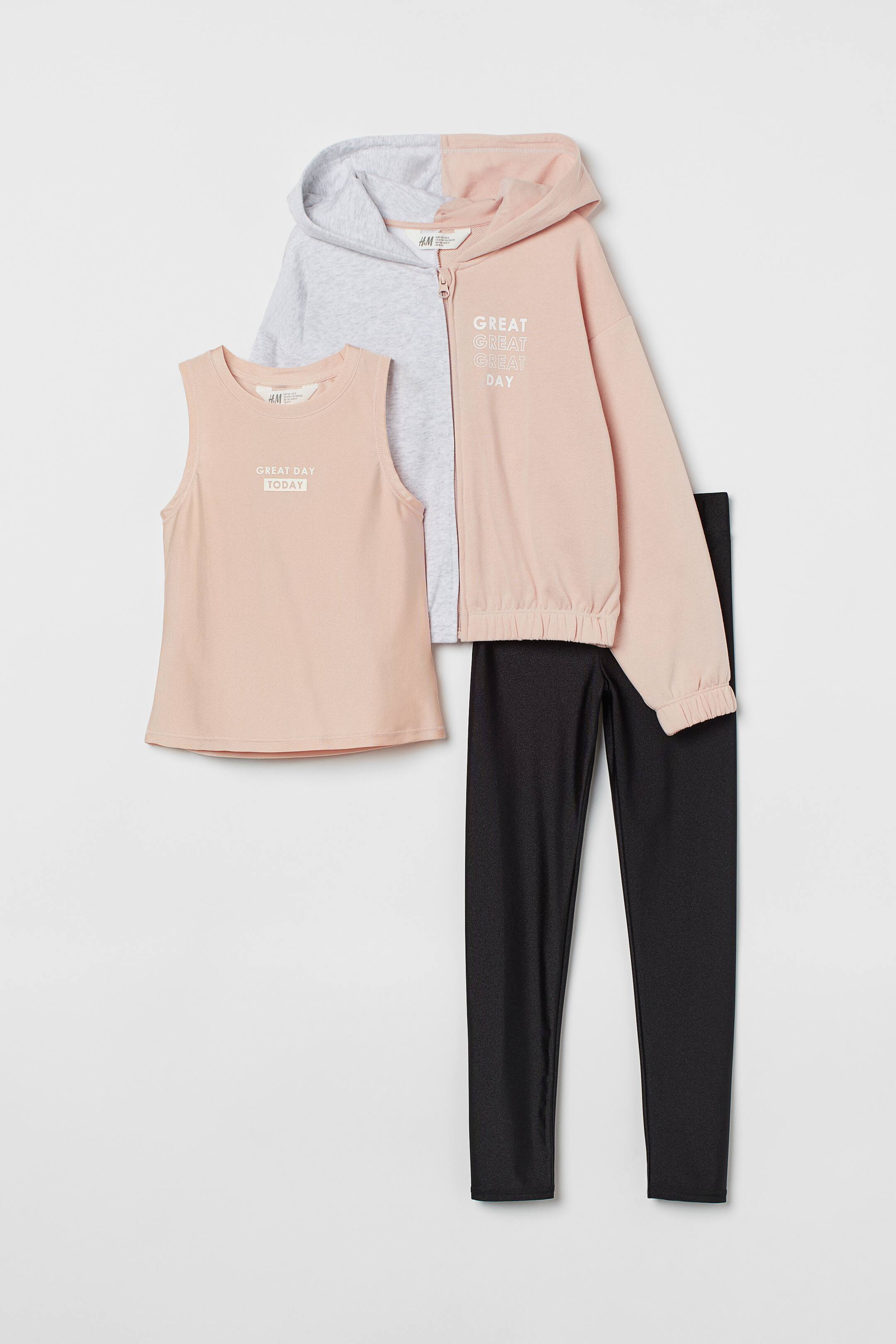 View larger image: 3-piece set - Powder pink/Black - Kids | H&M IN 1
