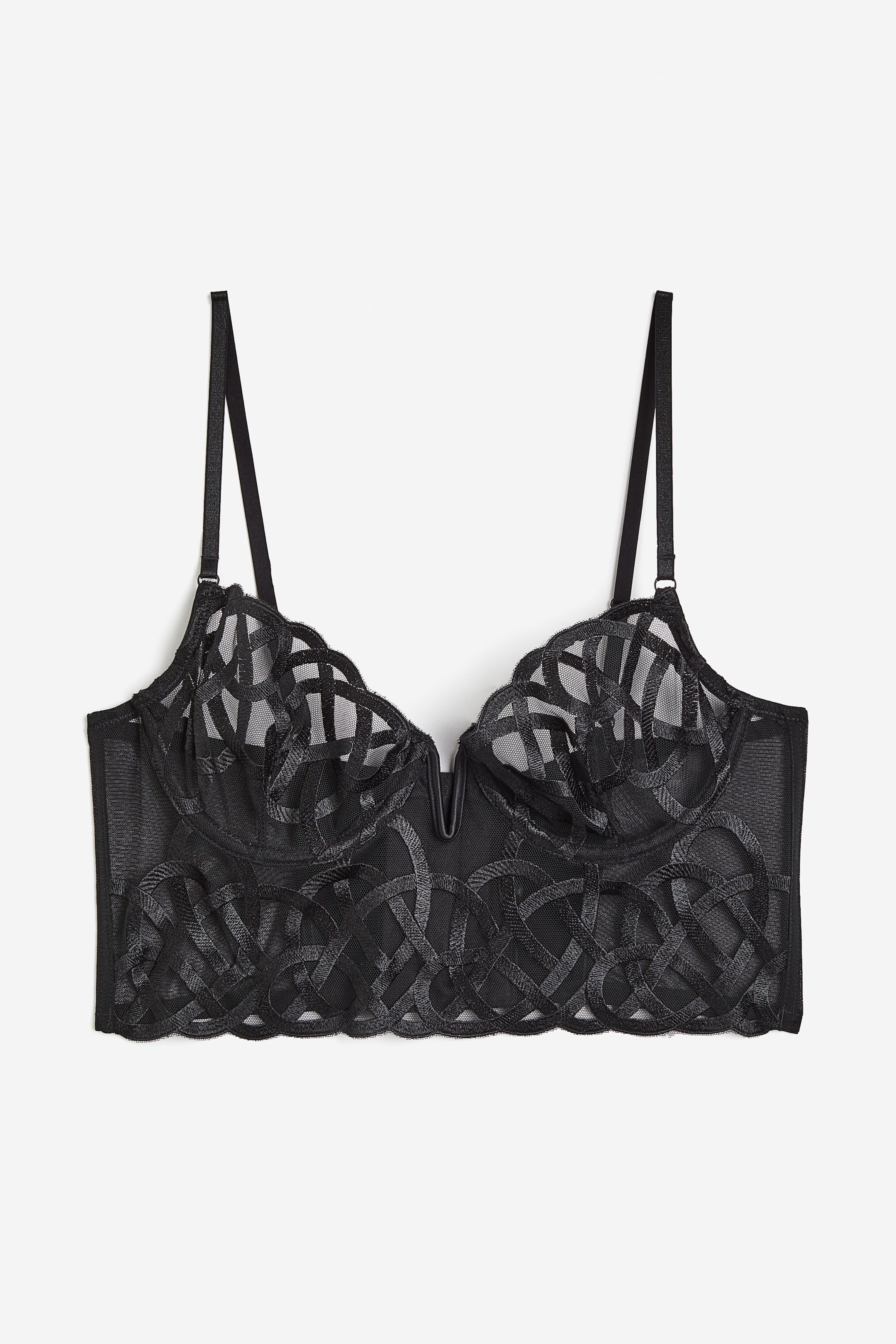 Embroidered Non-padded Mesh Bustier