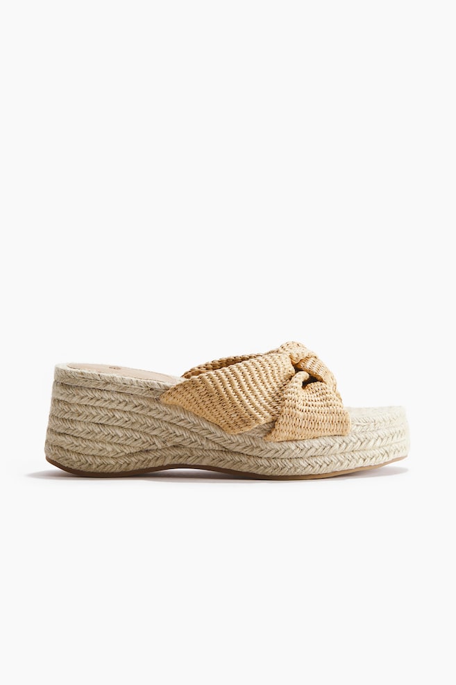 Wedge-heeled espadrilles - Light beige/Brown - 1