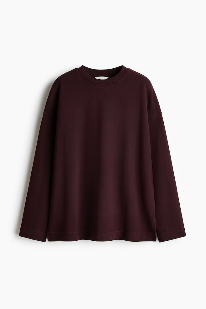 Sweatshirt im Washed-Look - Dunkles Weinrot/Braun - 1
