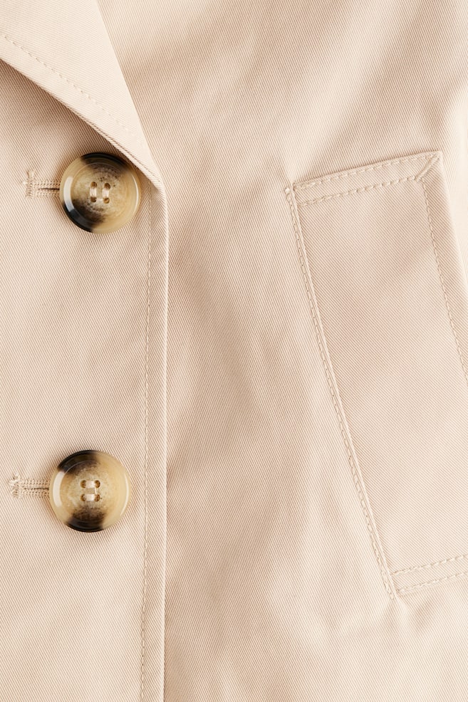 Short twill trench coat - Light beige/Navy blue - 2