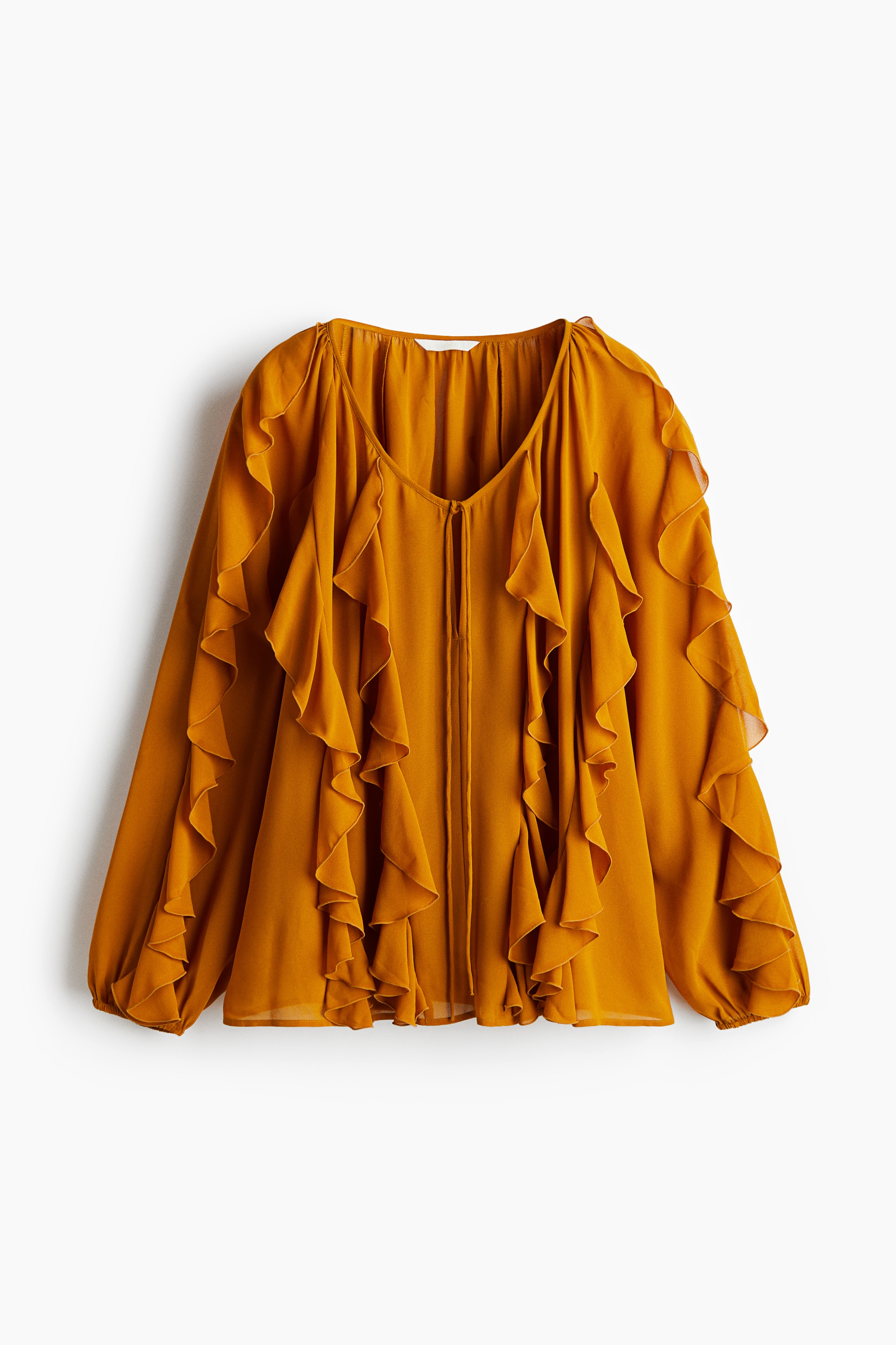 Flounce-Trimmed Blouse - Dark yellow