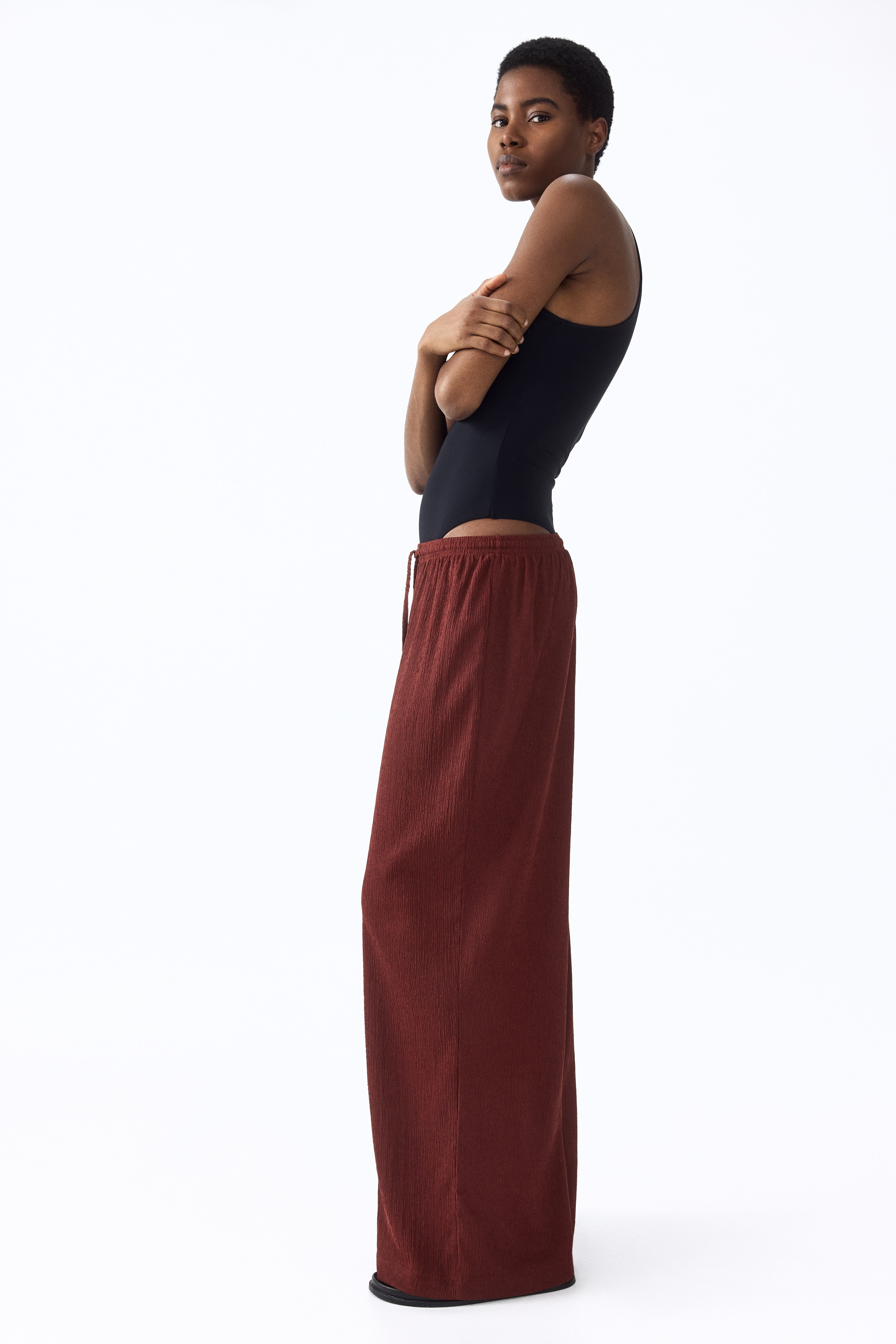 Wijde pull-on broek - Donker roestrood/Zwart/Donkerbruin/Zwart/polkadot/Lichtbeige/gestreept/Zwart/zebradessin/Roomwit/gestreept/Donkerbruin/luipaarddessin