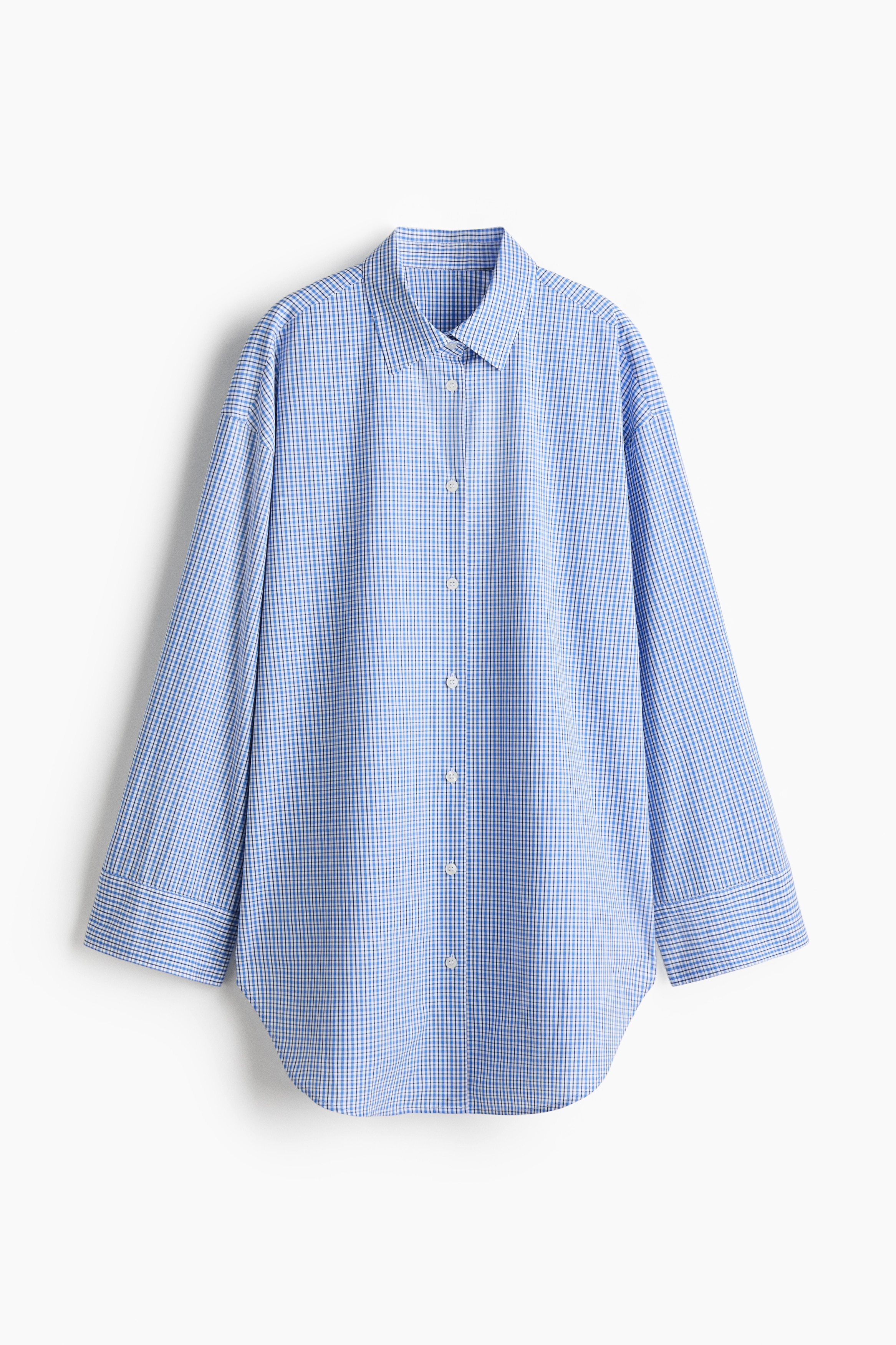 Oversized Beach Shirt - Blue/checked/White