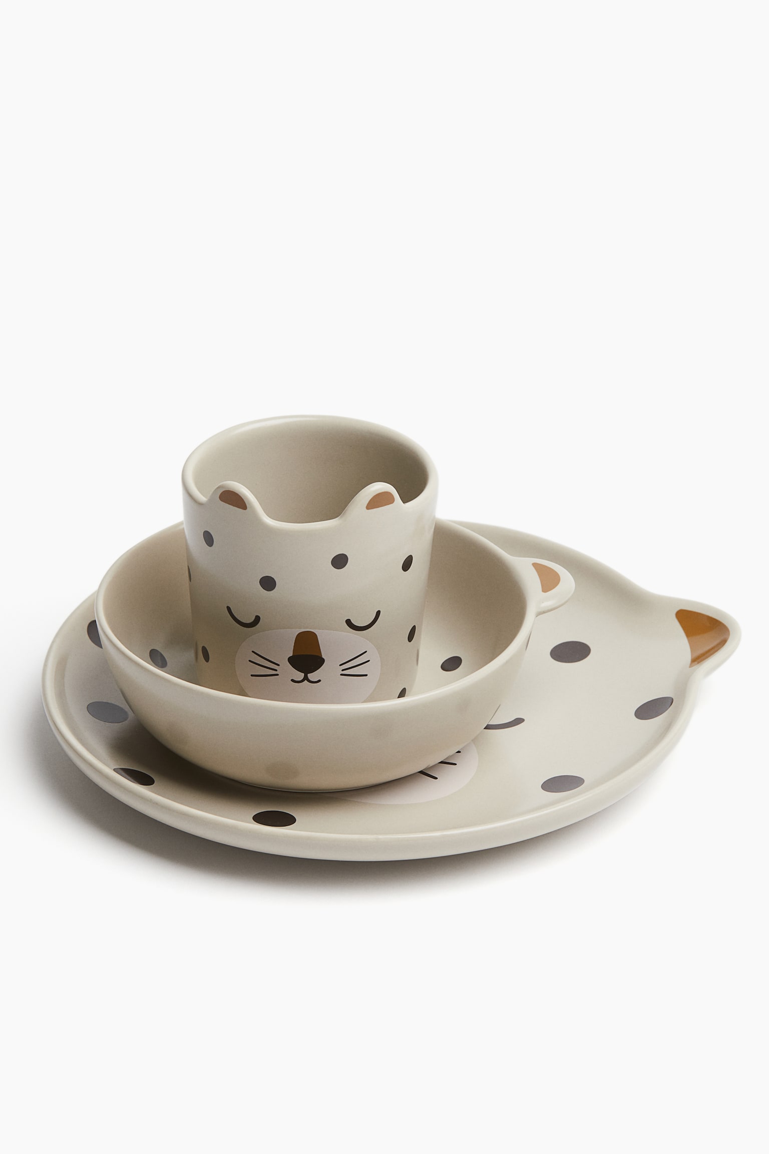 Motif-detail porcelain mug - Light beige/Leopard/White/Mouse/White/Dog - 2