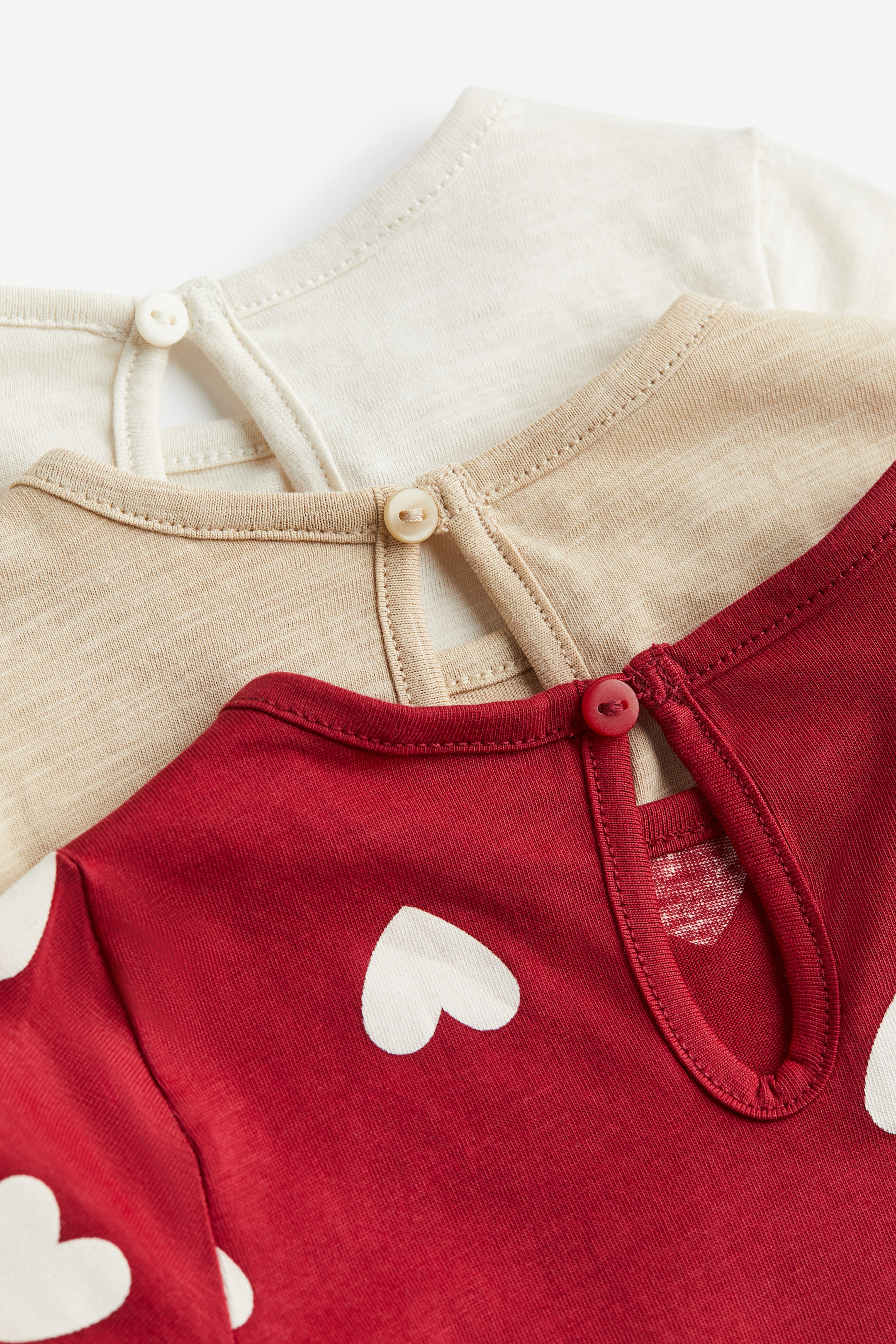 View larger image: 3-pack Cotton Jersey Tops - Red/Hearts - Kids | H&M AU 2