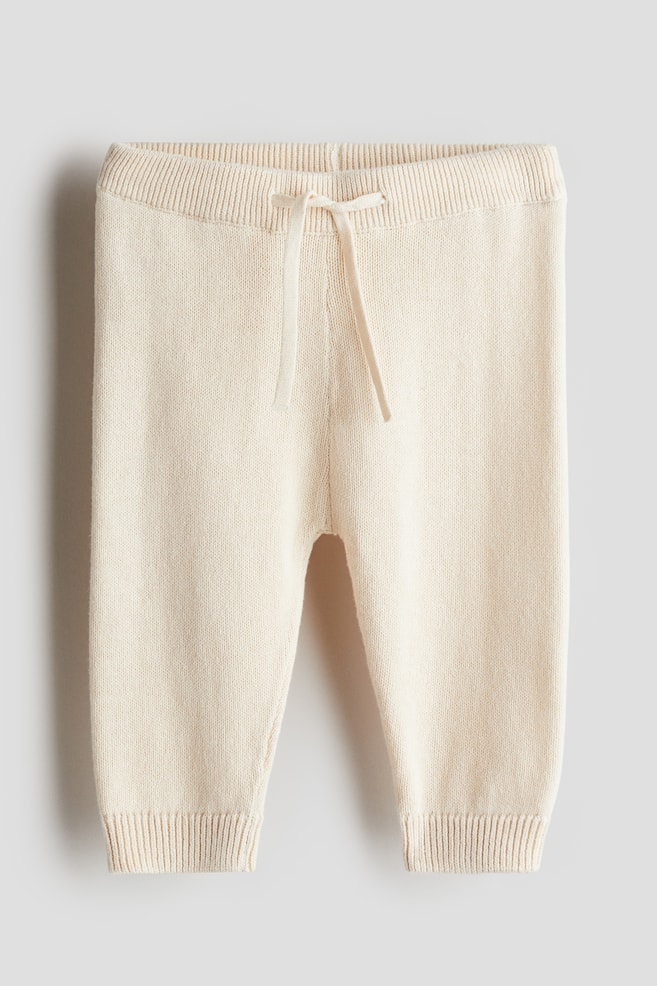 Pantalon de jogging en fin tricot de coton - Crème - 1