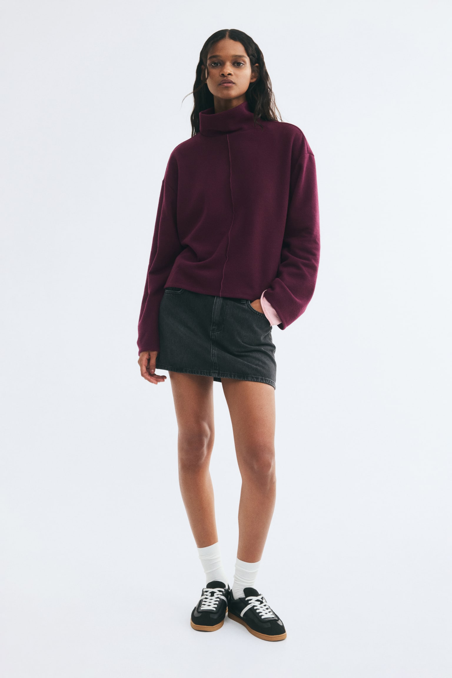 Женский свитер H&M Loose-Fit Mock Turtleneck, цвет: Бордовый — фото 4