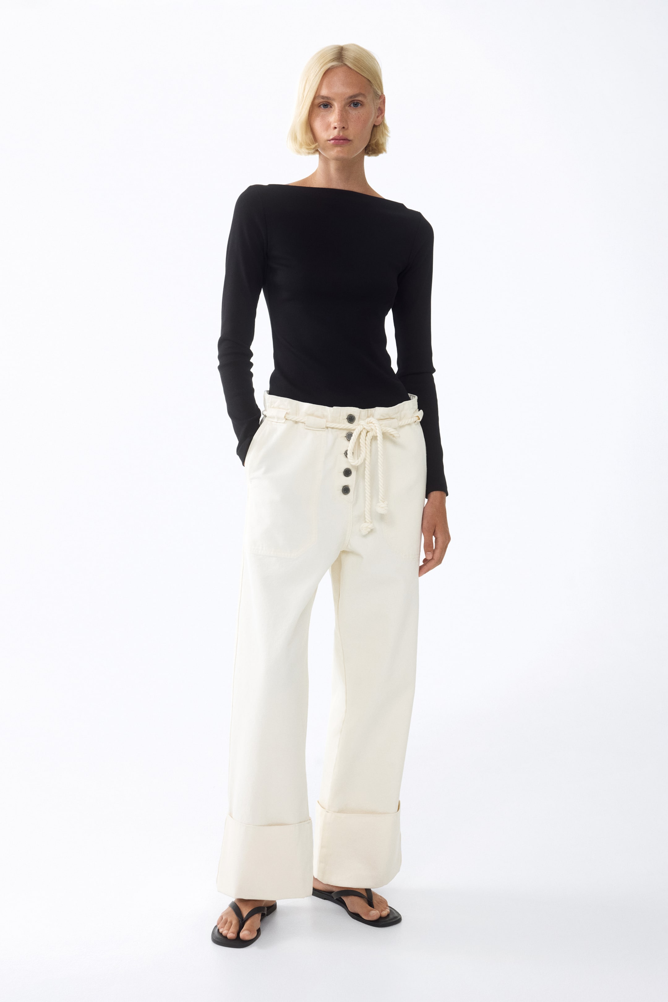Ribbed Boat-Neck Top