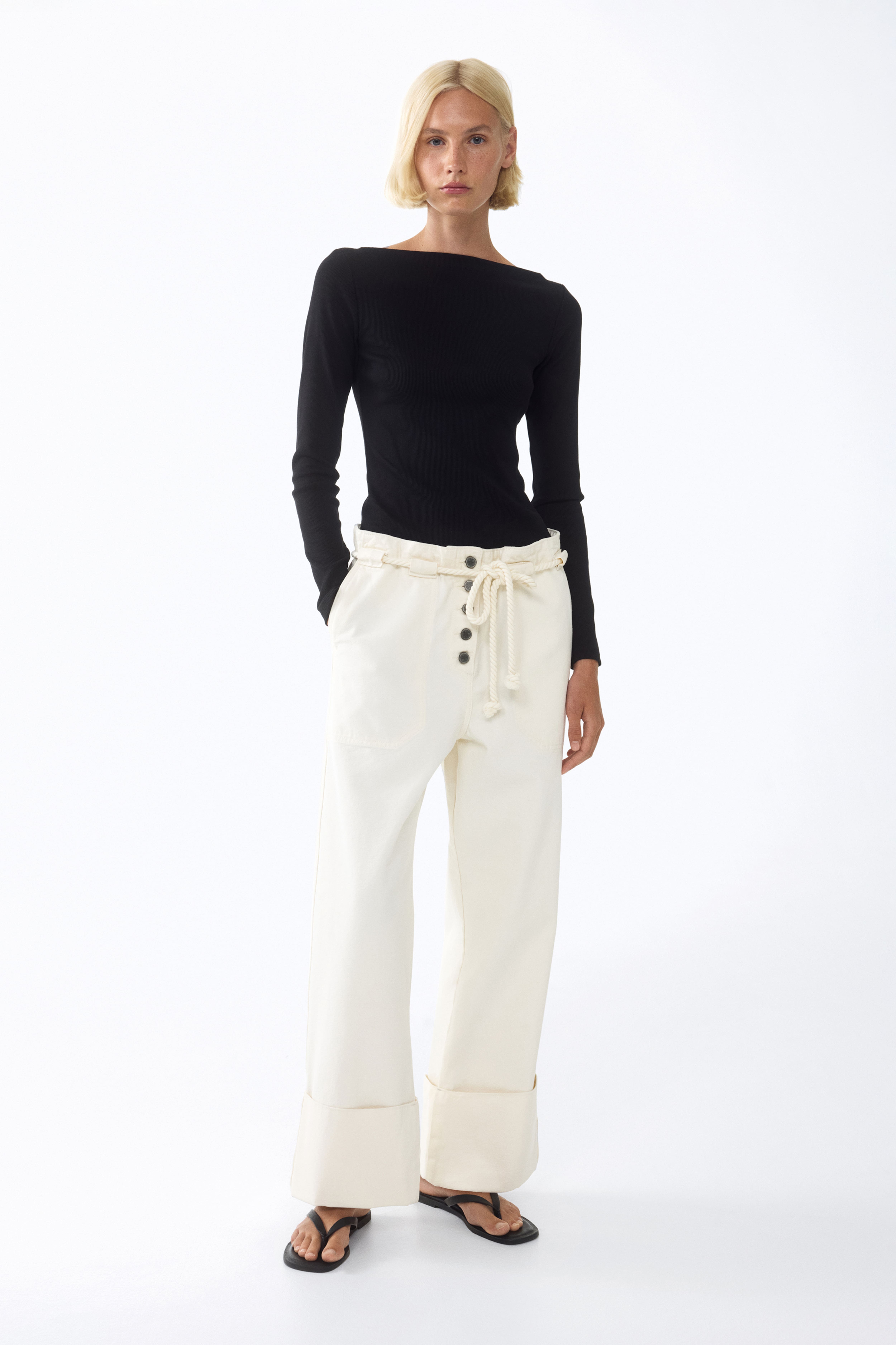 Ribbed Boat-Neck Top