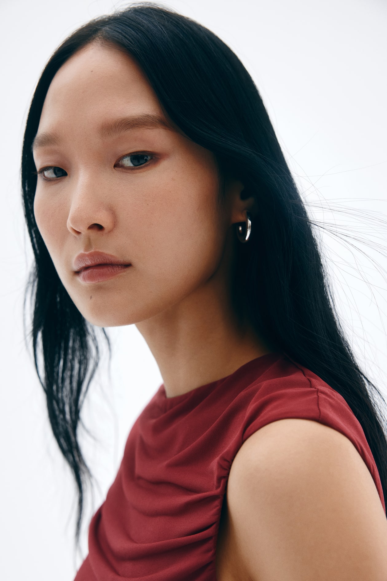 Top à effet drapé avec mancherons - Bordeaux - FEMME | H&M FR