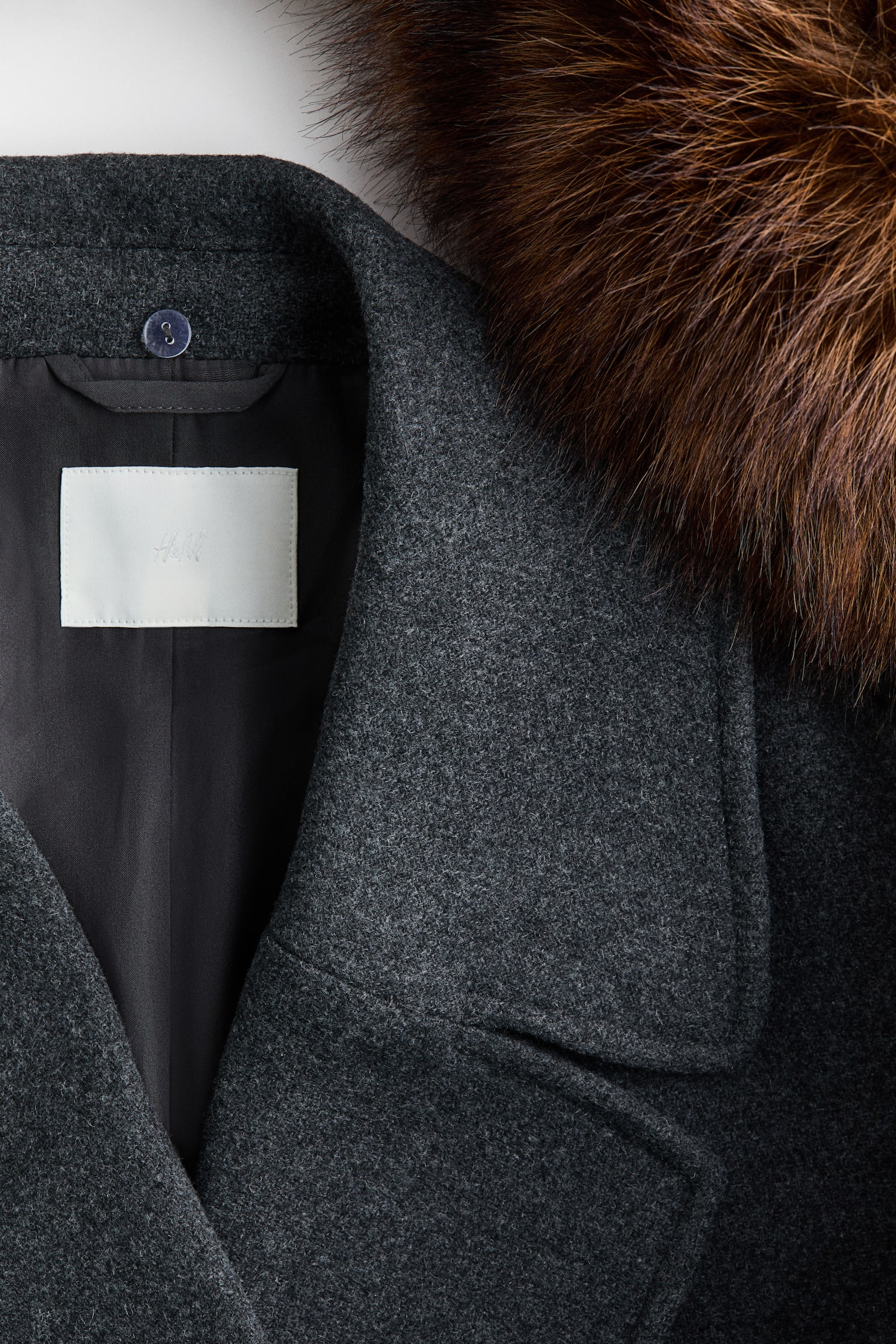 Dvojradový kabát - Tmavosivá melírovaná/Čierna - 4