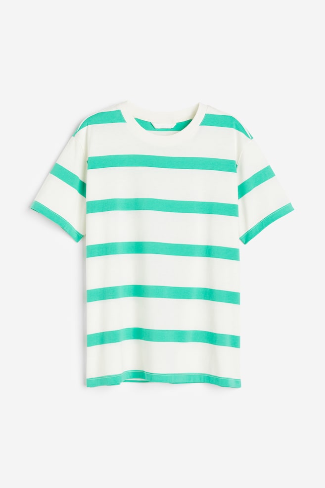 Cotton T-shirt - Cream/Mint green striped/White/Black/Light blue/dc/dc/dc - 2