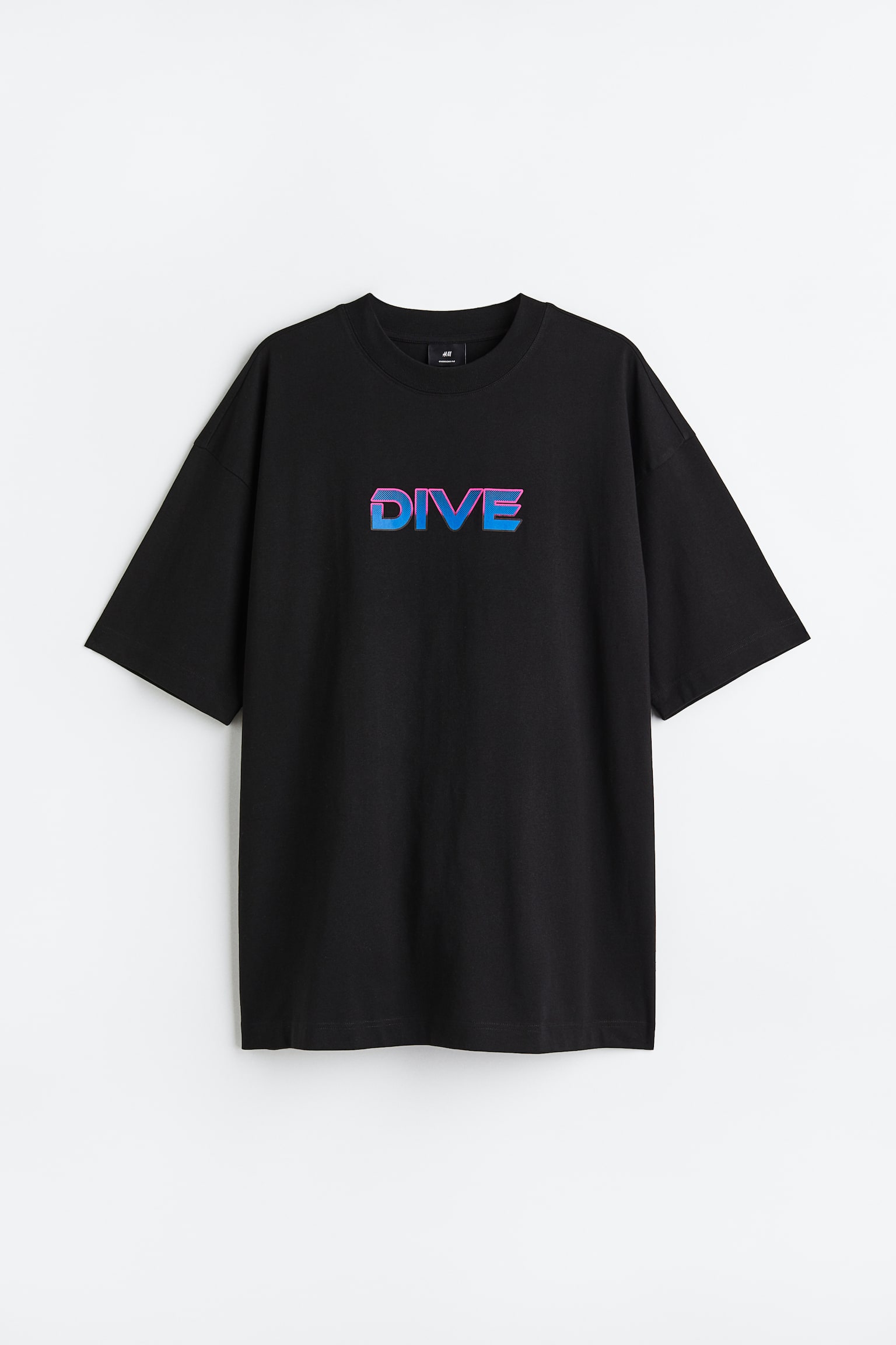 Oversized Fit Printed T-shirt - Black/Dive