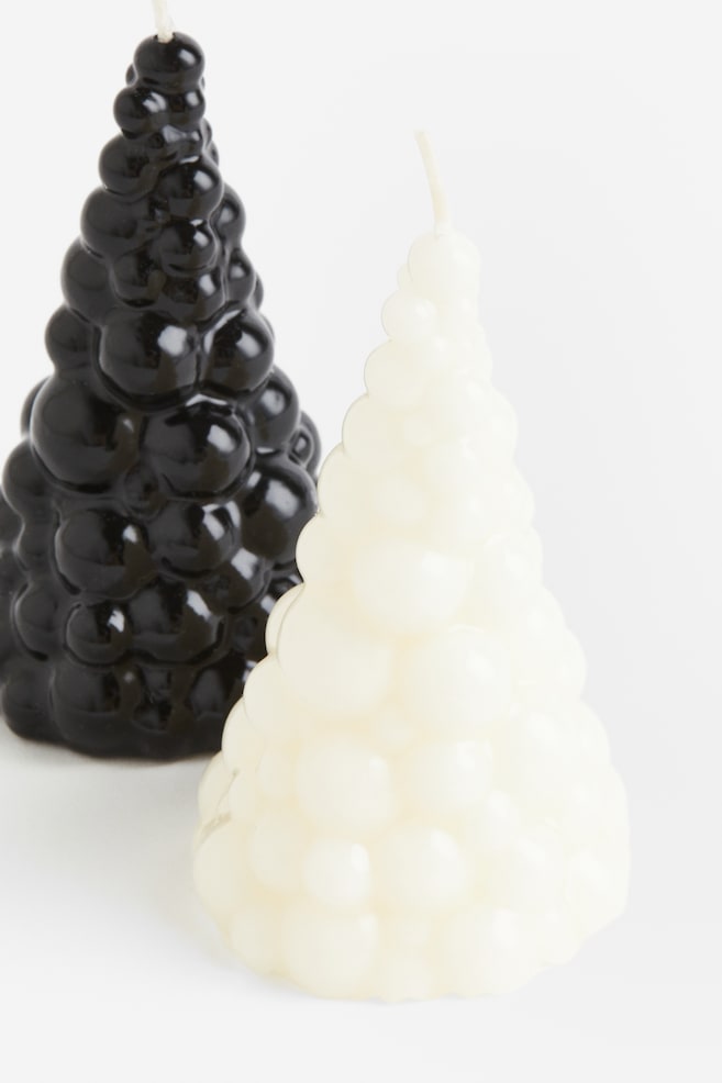 Tree-shaped candle - White/Black - 2