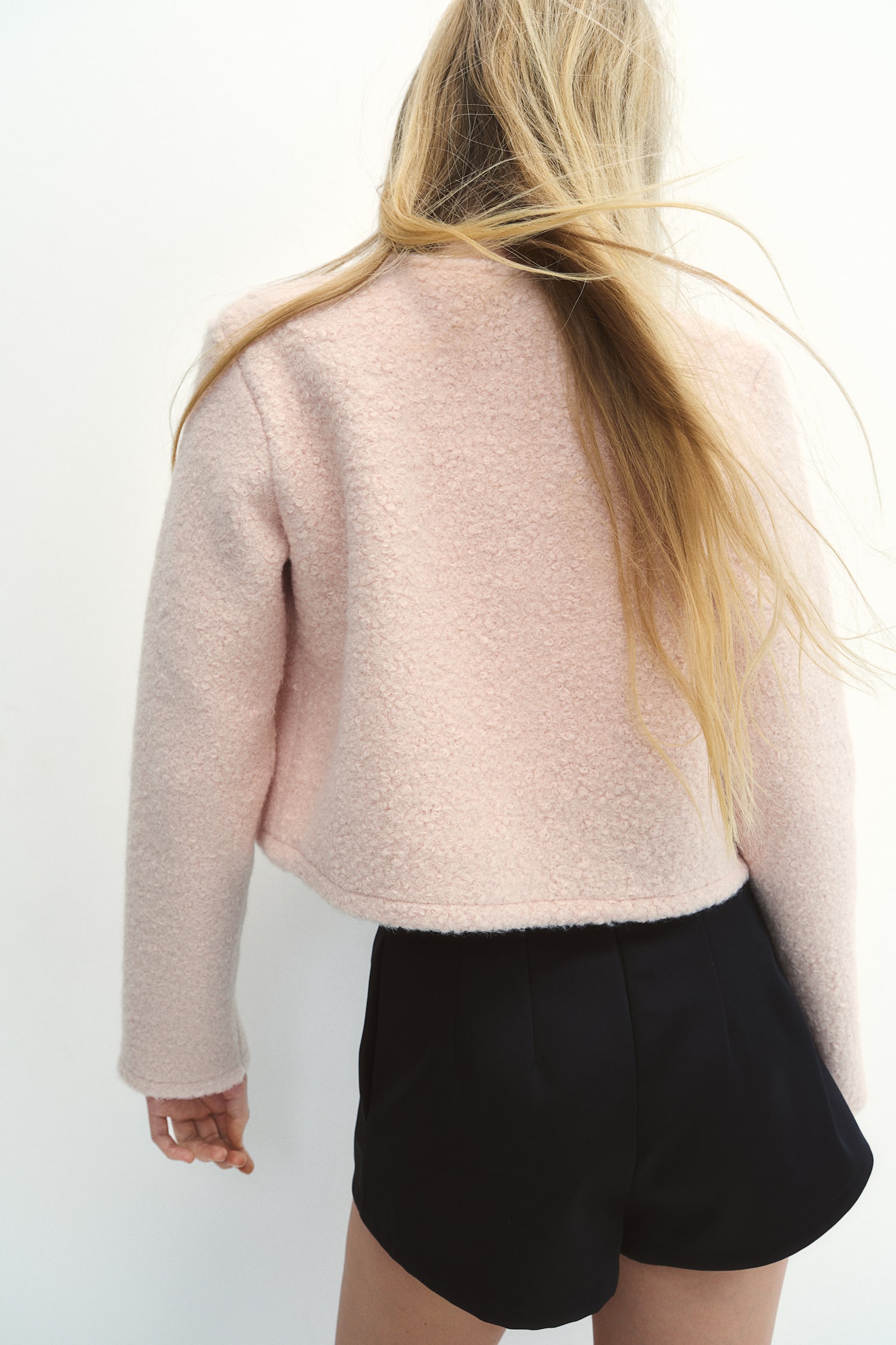 Bouclé-weave cardigan - Light dusty pink/Black - 3