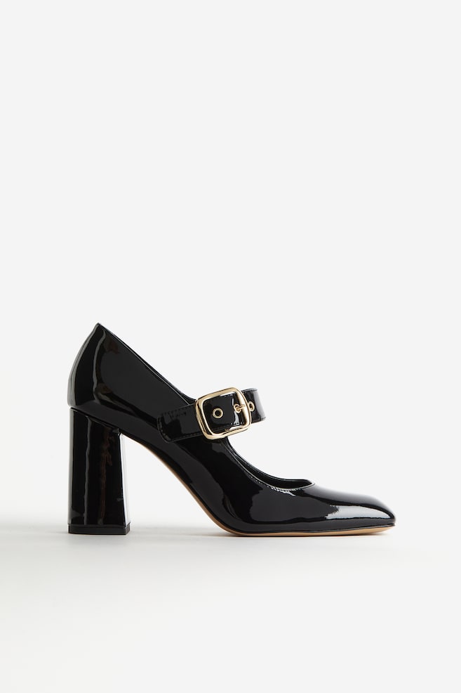 Block-heeled Mary Janes - Black - 1