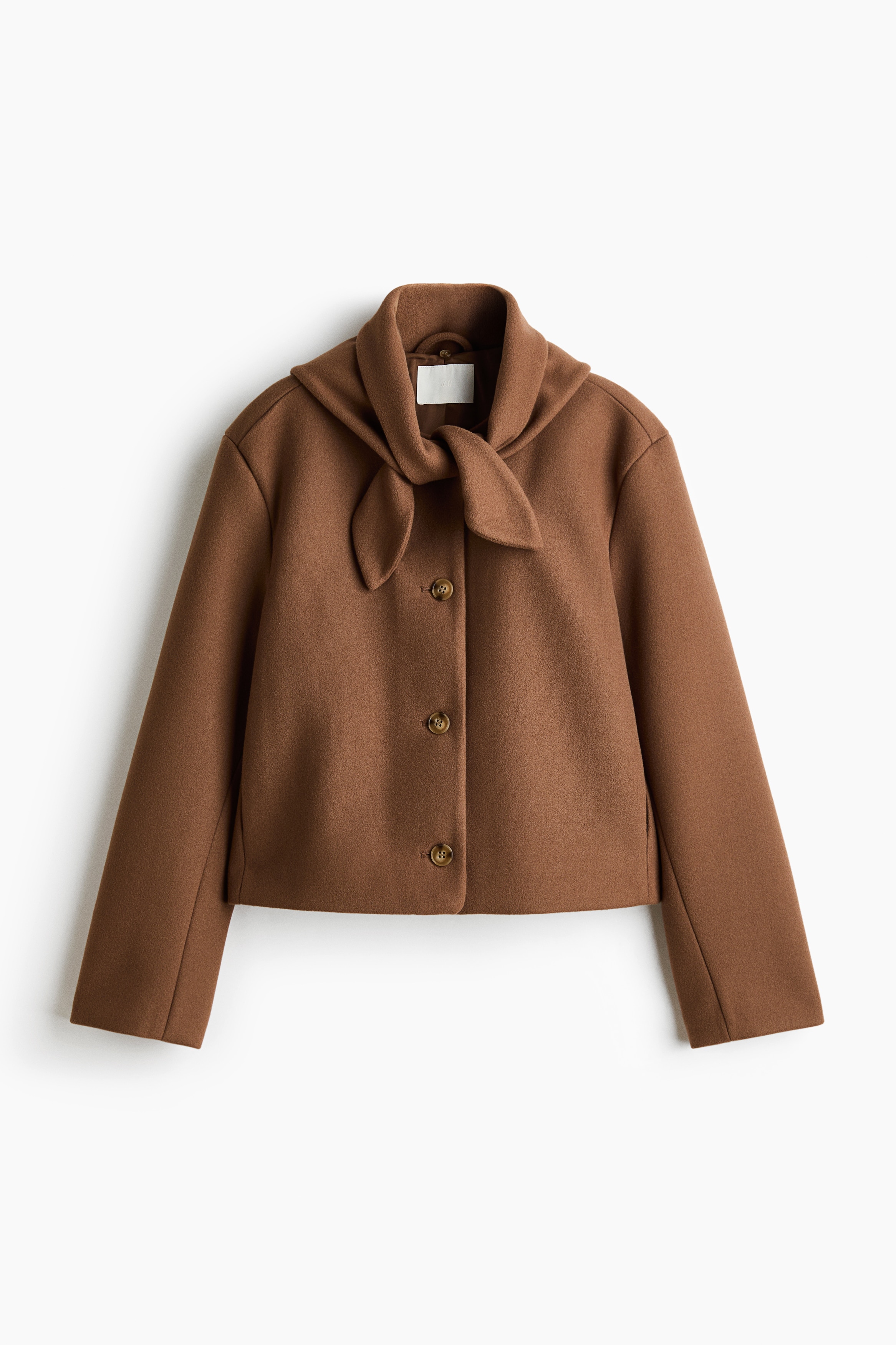 Twill jasje met sjaalkraag - Bruin/Donkerbruin/Zwart