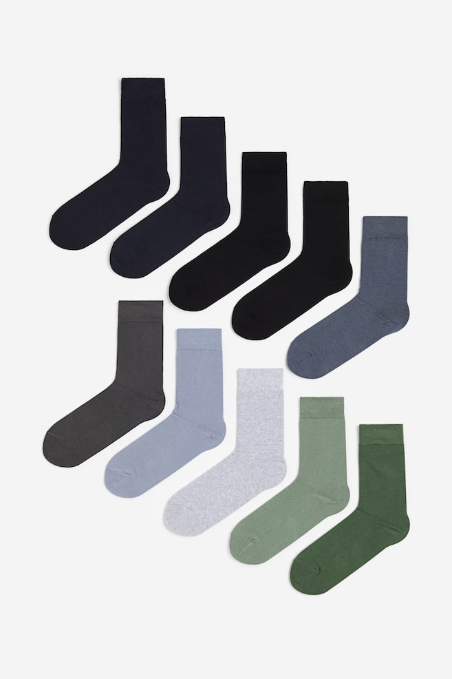 Lot 10 paires de chaussettes - Vert/bleu/gris/Noir - 1