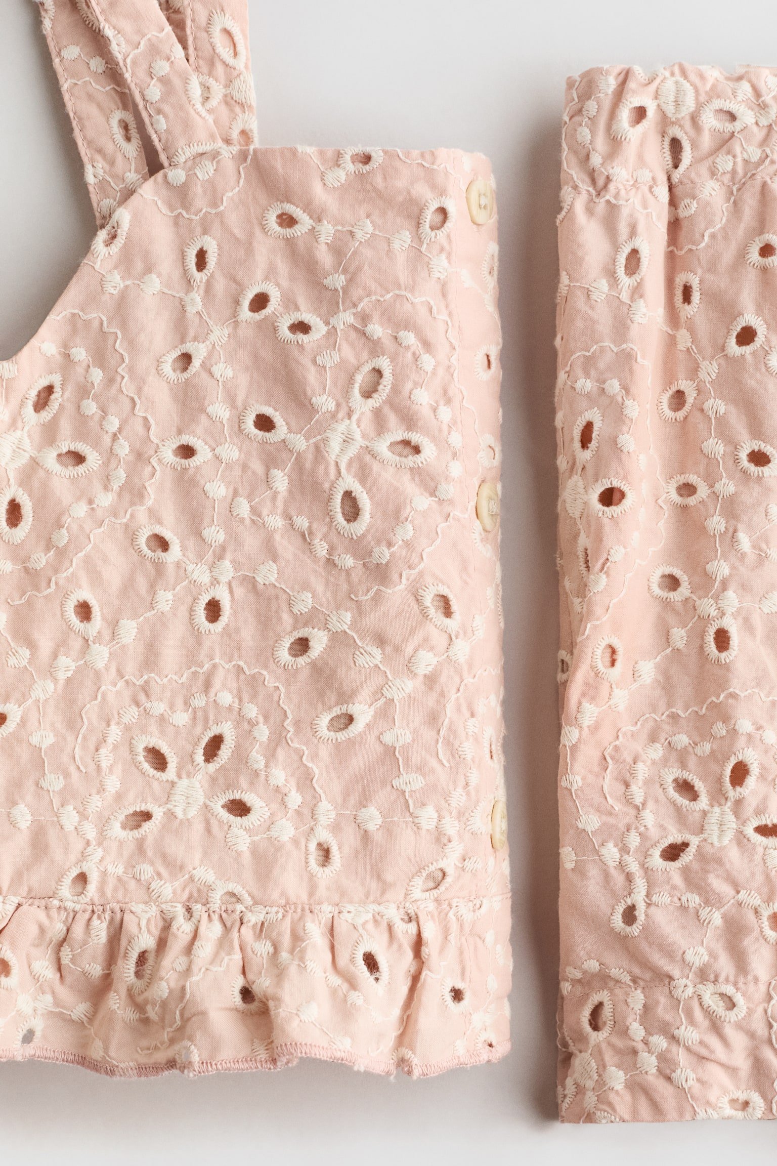 2-piece broderie anglaise set - Light dusty pink - 2