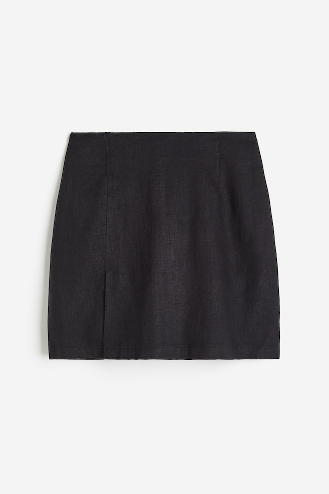 Linen skirt - Black/Cerise - 2