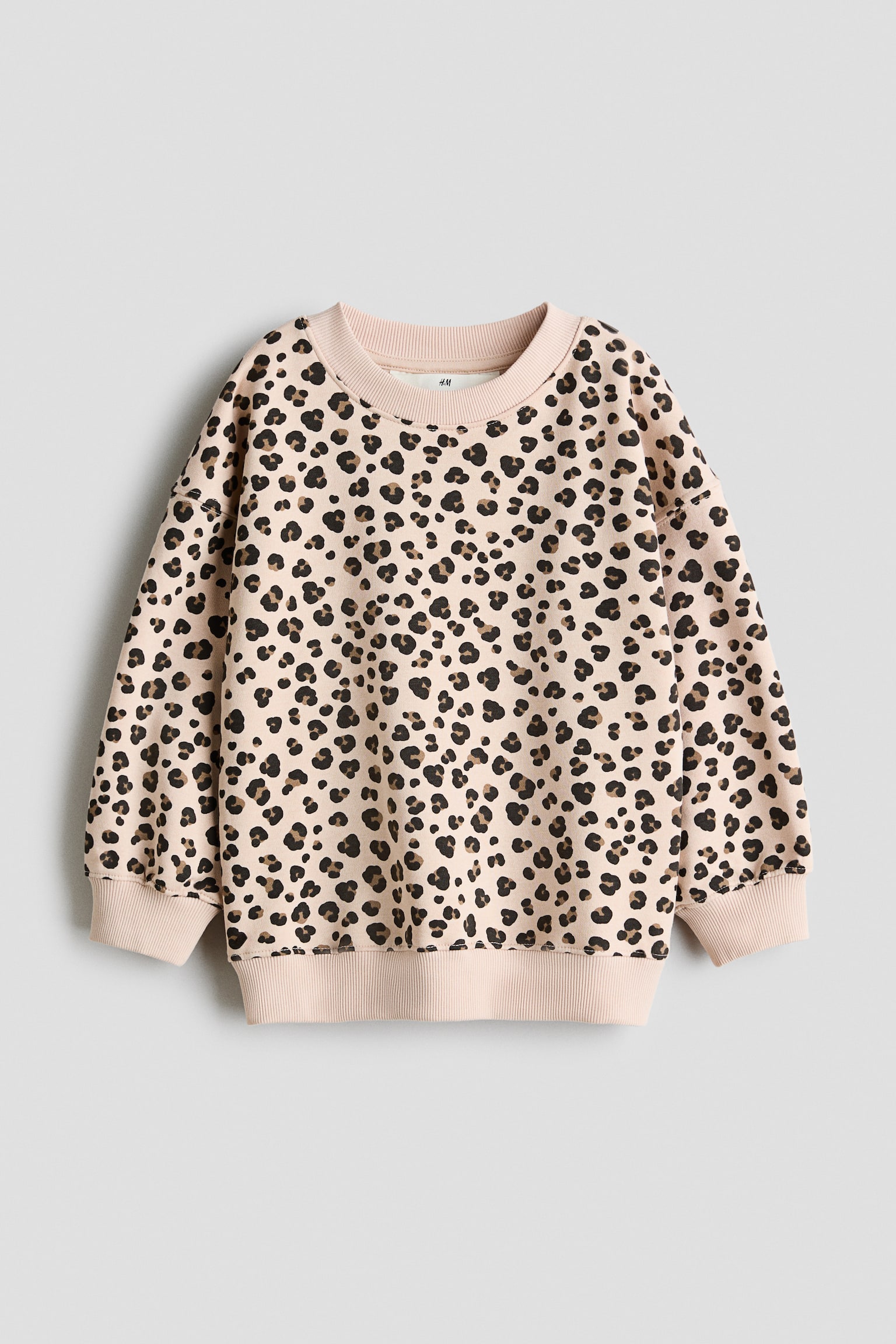 Sweatshirt mit Print - Hellbeige/Leopardenprint