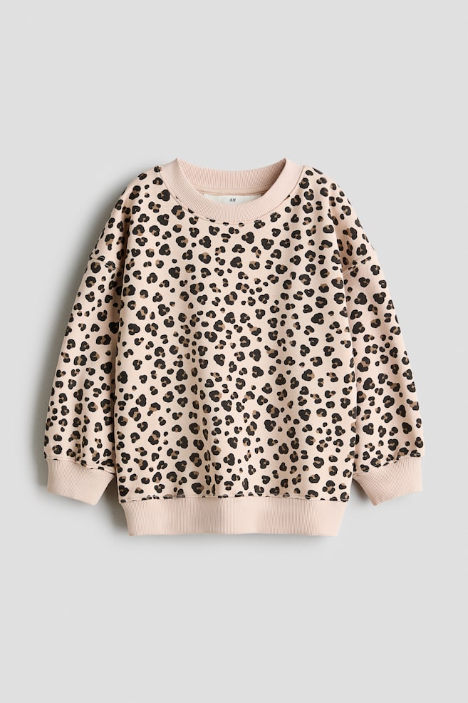 Printed sweatshirt - Light beige/Leopard print - 1