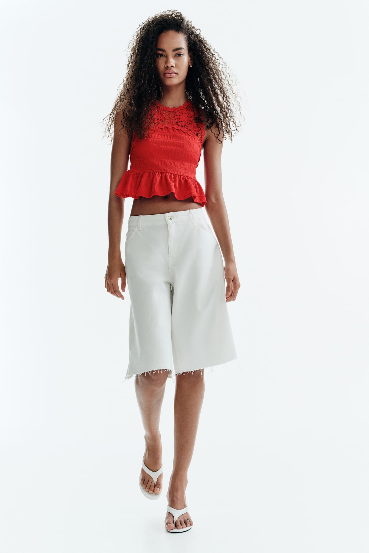 Textured Top with Crochet-Look Section - image 2