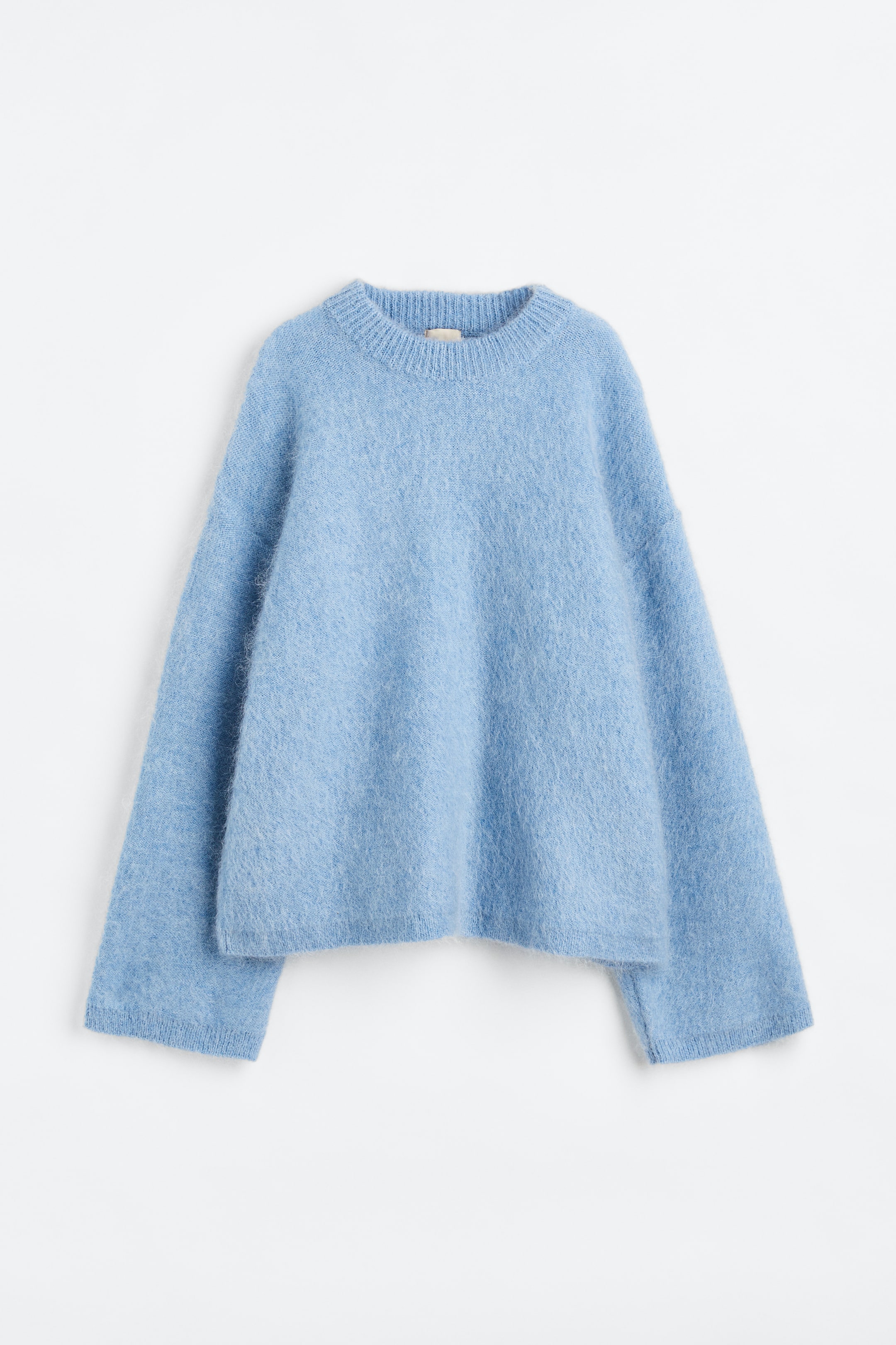 Oversized mohair-blend jumper - Round neck - Long sleeve - Light blue ...