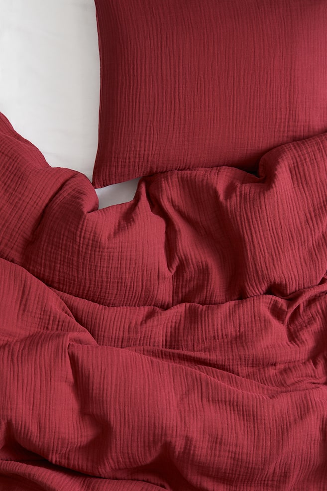 Mousseline dekbedset - 1 pers. - Rood/Antracietgrijs/Dusty lichtgroen/Taupe/Bruin/Donkerbruin/Lichtroze/Dusty roze/Groen/Dusty blauw - 1