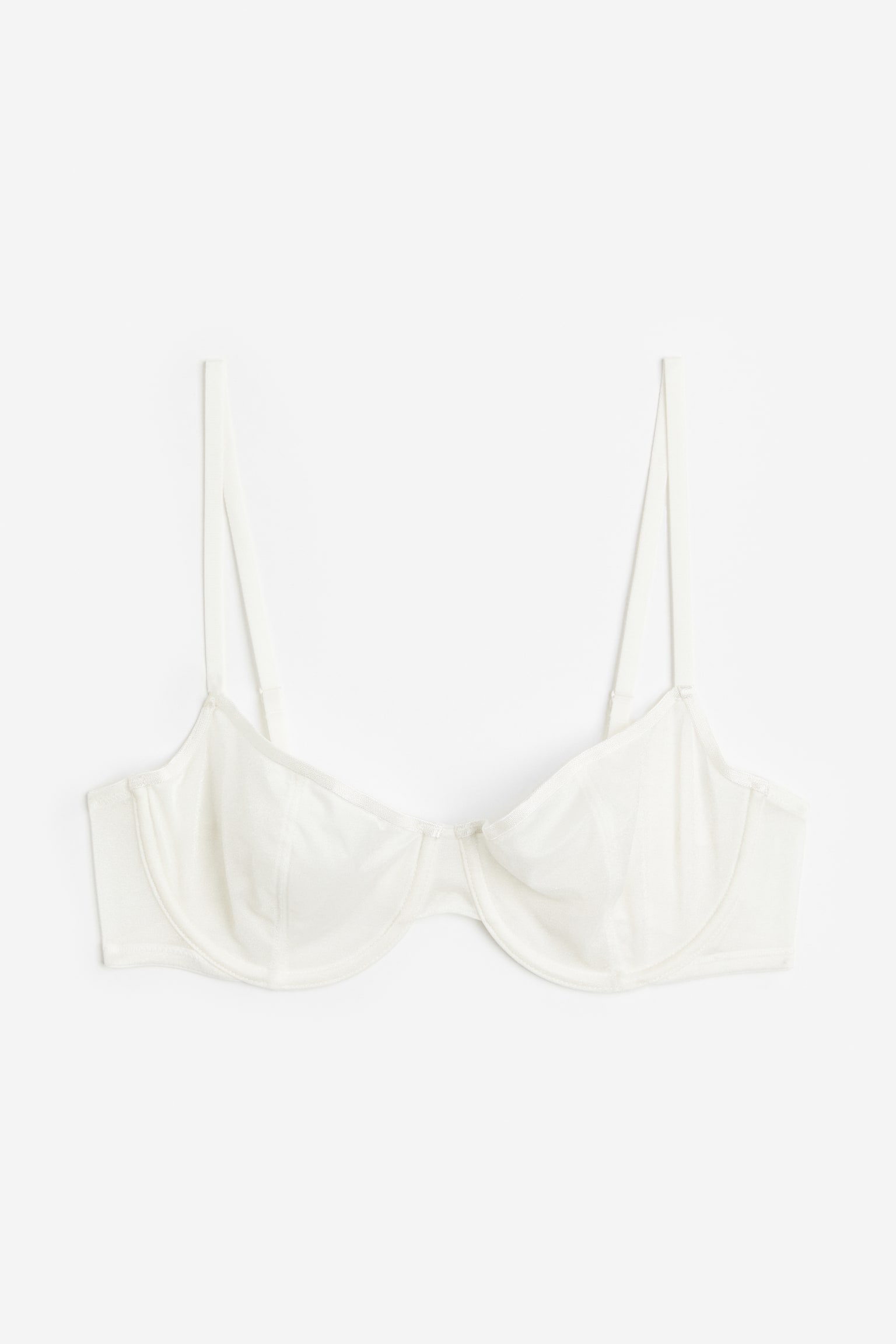 Non Padded Mesh Balconette Bra - White - 1