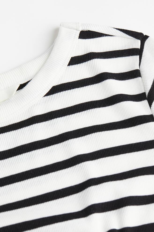 Ribbed jersey dress - White/Striped/Black/Cream/Blue striped - 7