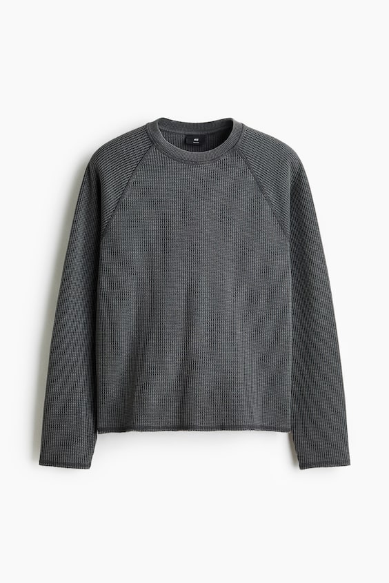 Мужские рубашки H&M Regular-Fit Long-Sleeved Waffled Shirt